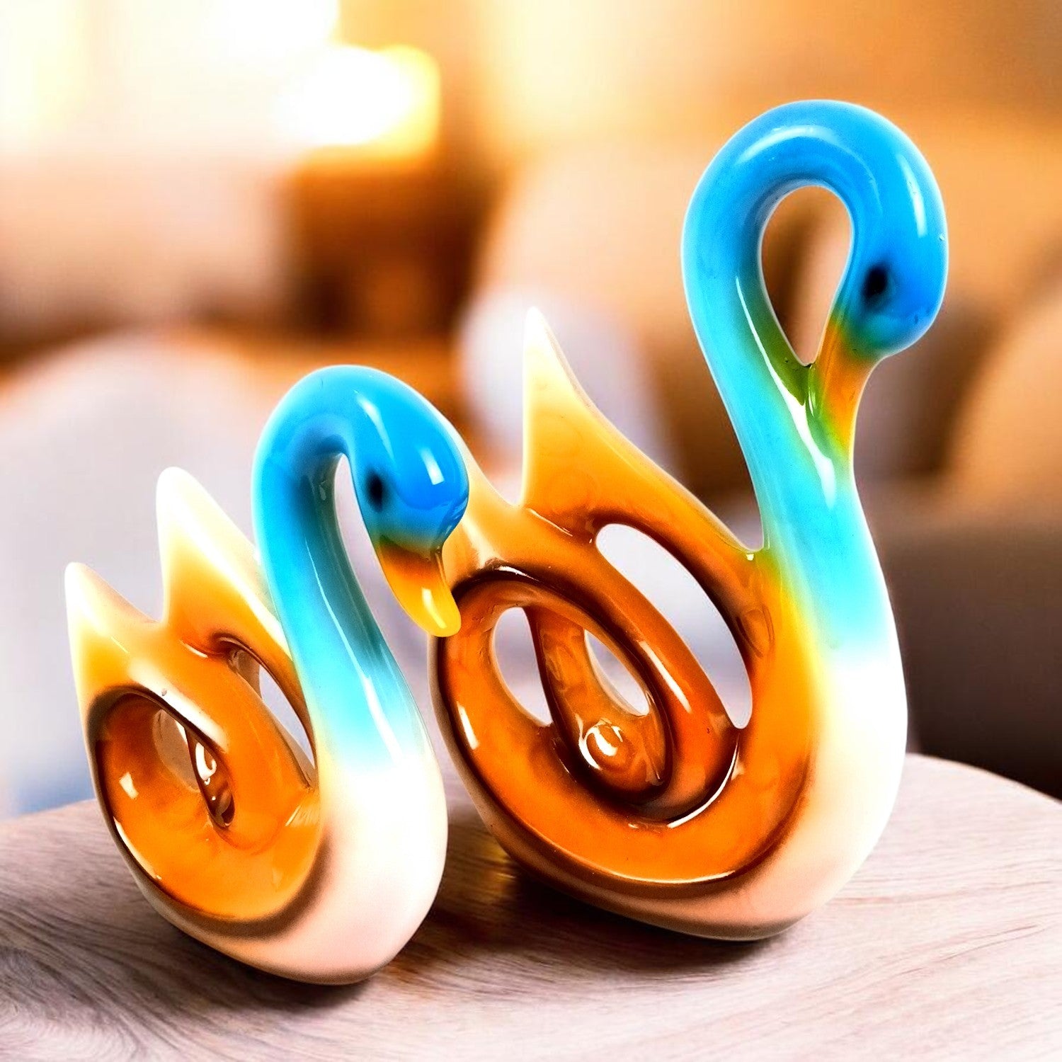 Swan Couple Showpiece Set | Hans Pair Showpiece Duck Statue for Home, Table & Office Décor | Romantic Gift for Him & Her | Wediing Anniversary Gift - (Set Of 2) - Apkamart
