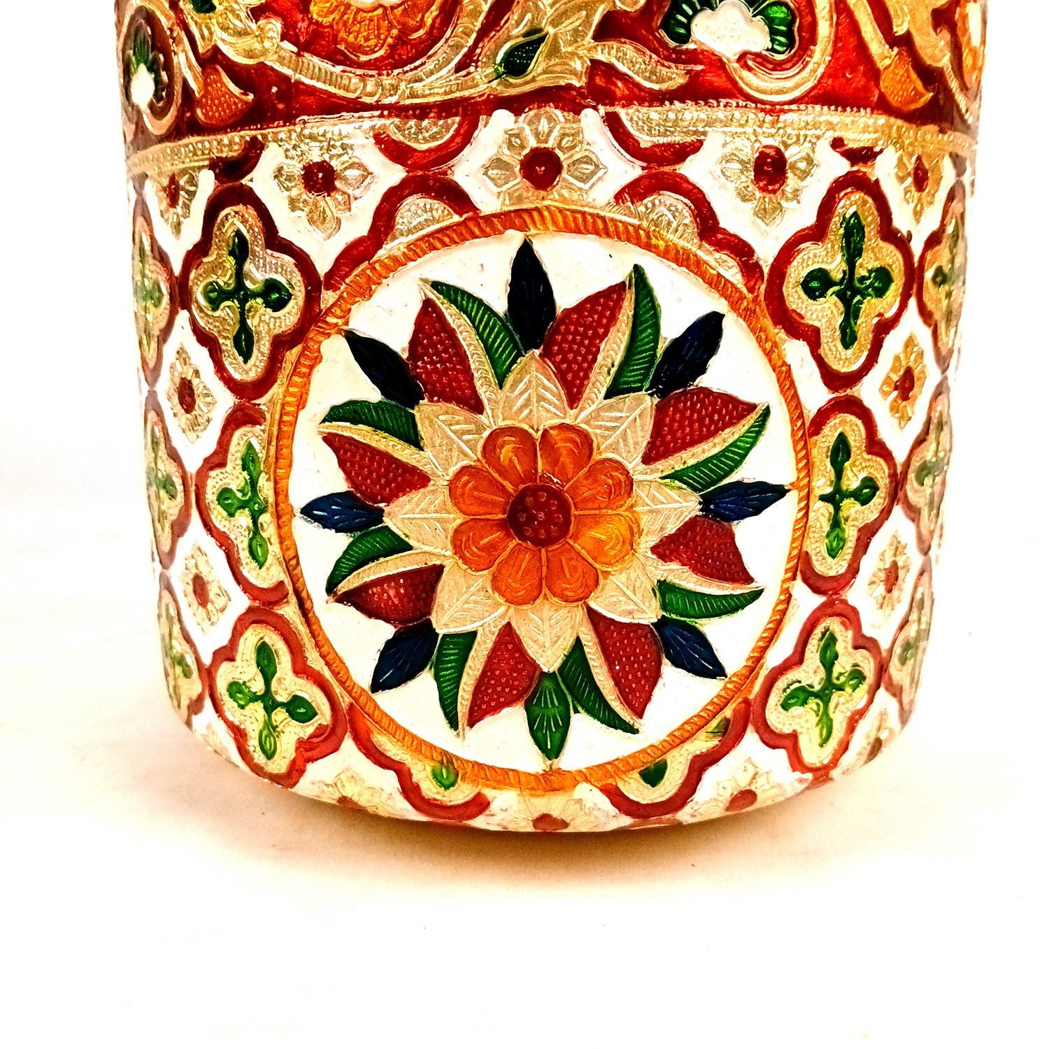 Meenakari Steel Container Tapeli For Wedding Gift Home - 9 Inch