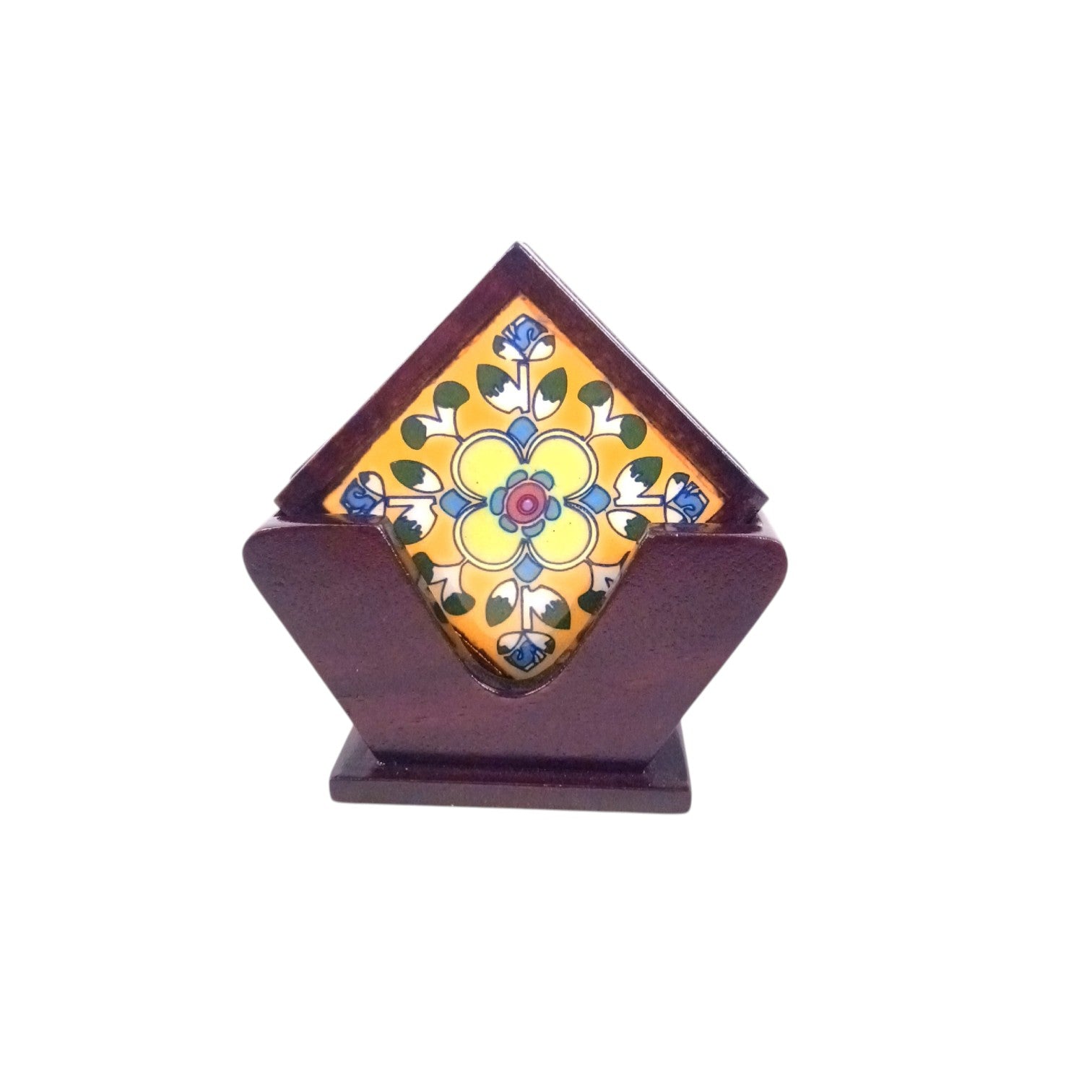 Tea Coaster Set With Ceramic Tile – 3 Inch (4 Coasters) - Apkamart