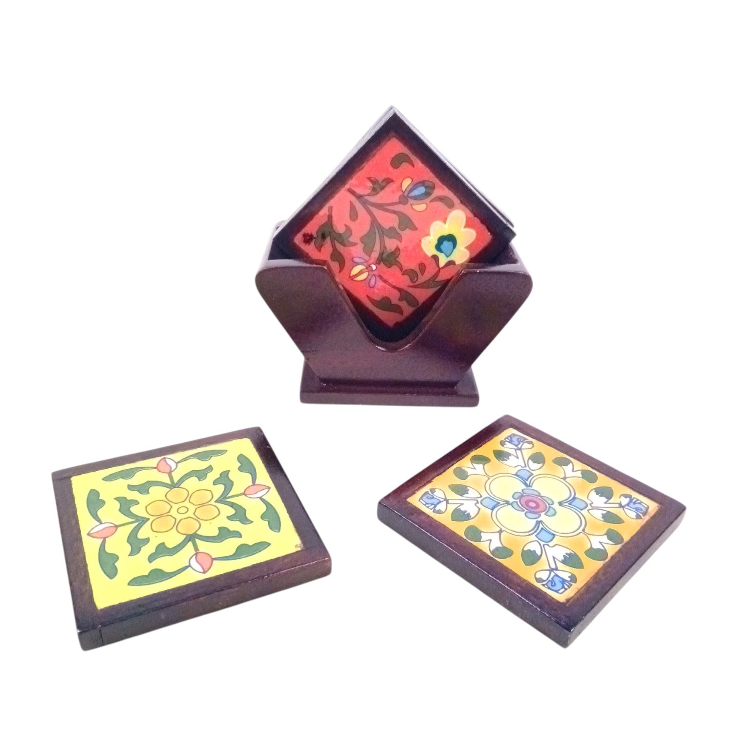 Tea Coaster Set With Ceramic Tile – 3 Inch (4 Coasters) - Apkamart