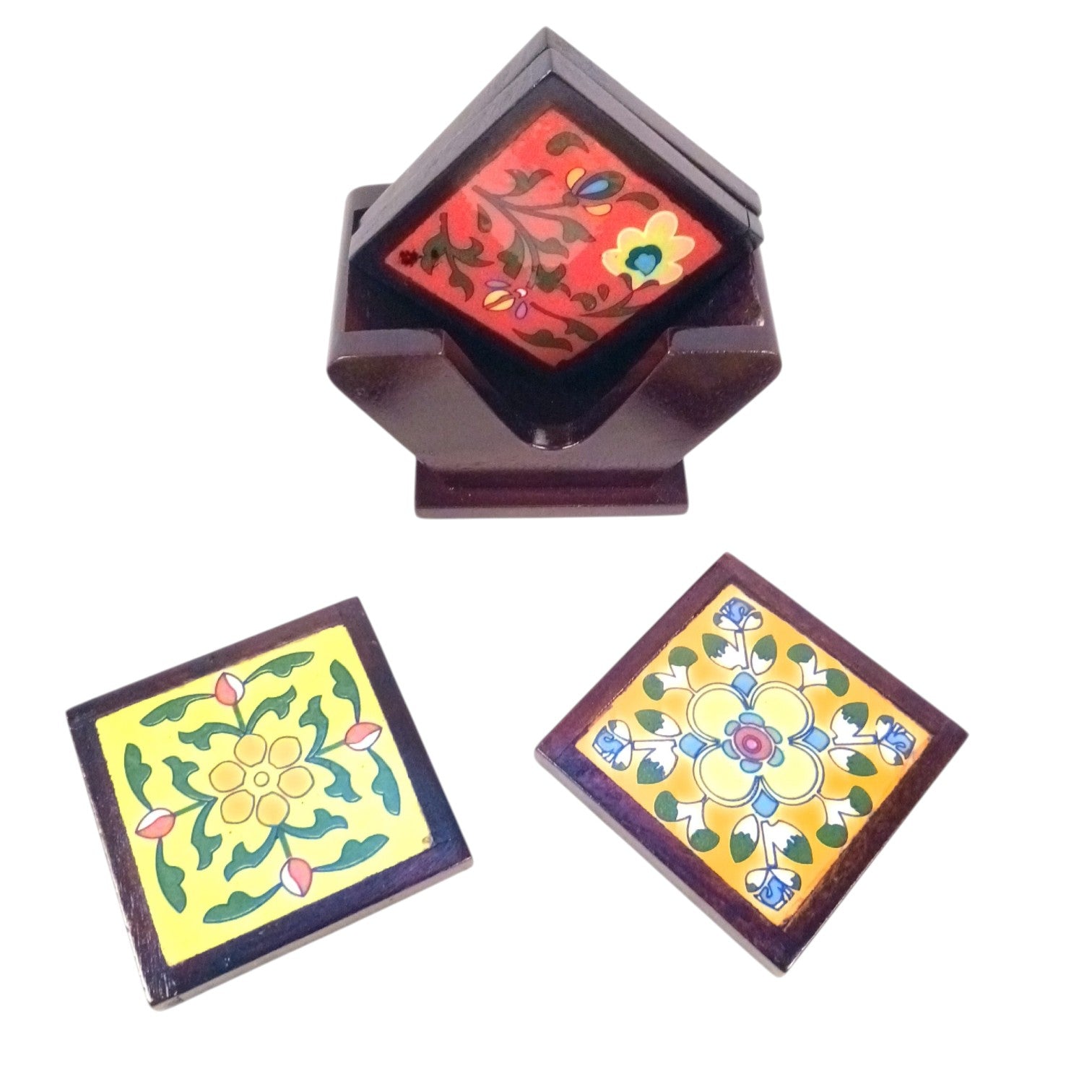 Tea Coaster Set With Ceramic Tile – 3 Inch (4 Coasters) - Apkamart