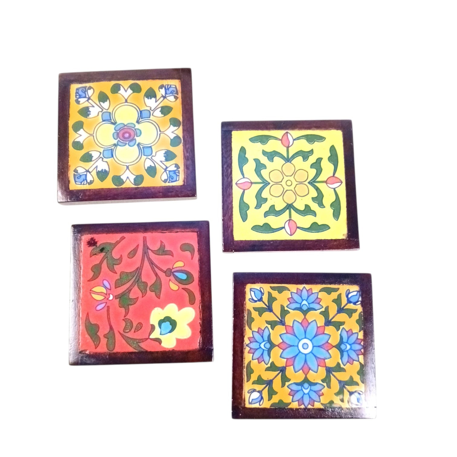 Tea Coaster Set With Ceramic Tile – 3 Inch (4 Coasters) - Apkamart