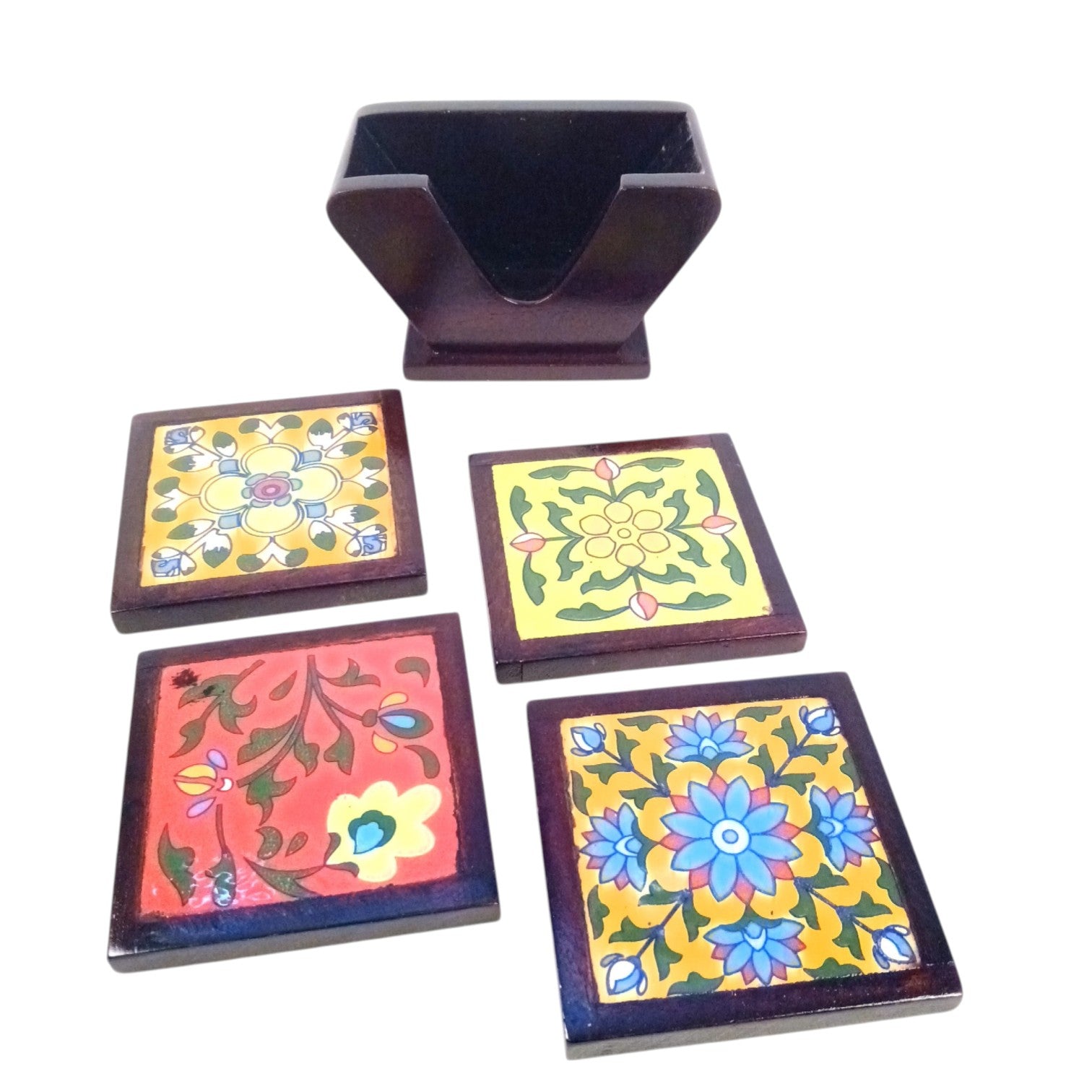 Tea Coaster Set With Ceramic Tile – 3 Inch (4 Coasters) - Apkamart