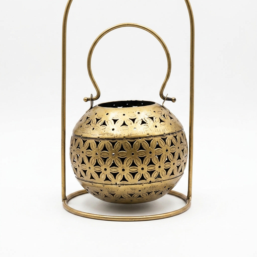 Tea Light Holder with Stand | Iron Hanging Lantern Candle Holder | Decorative Tealight Stand - 7 Inch