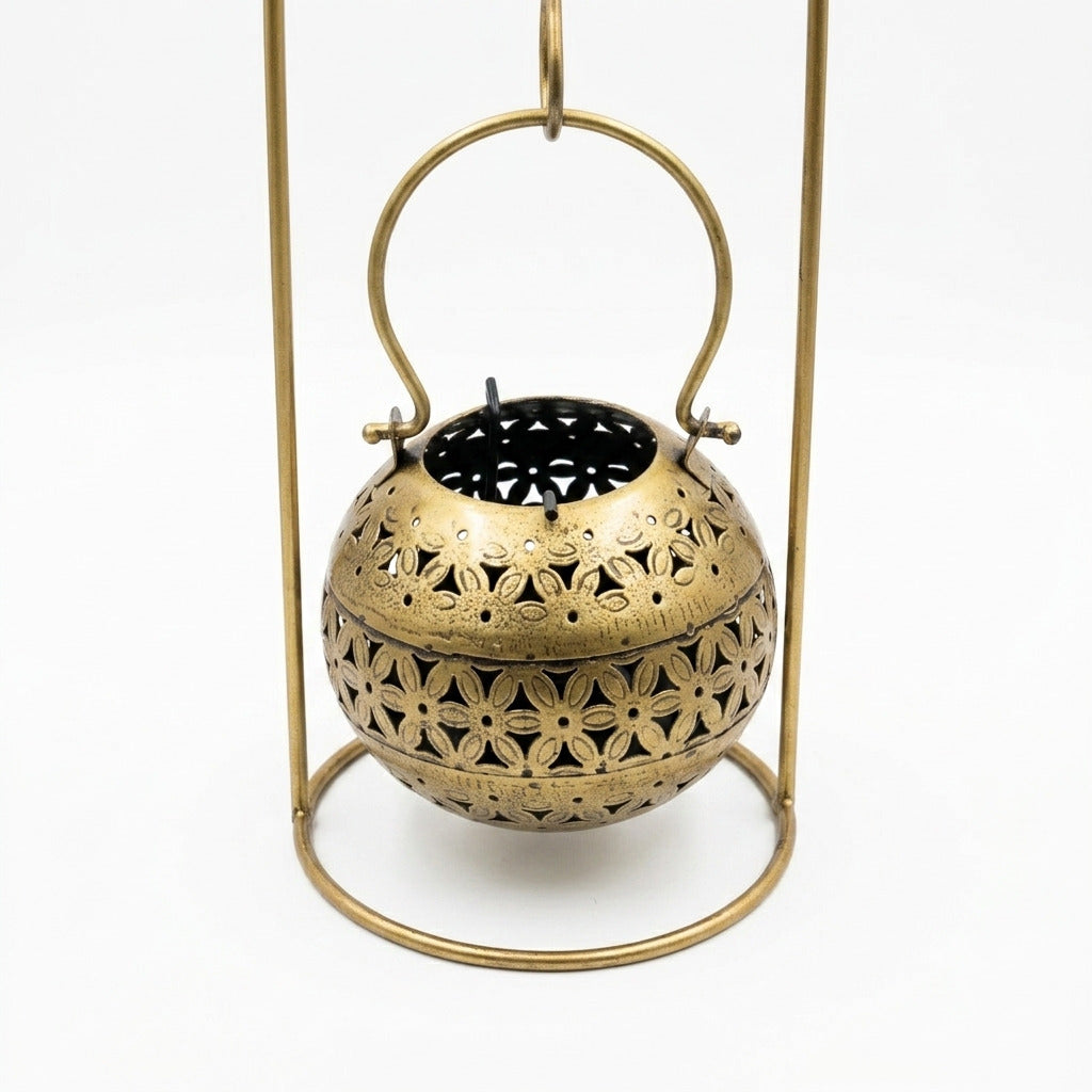 Tea Light Holder with Stand | Iron Hanging Lantern Candle Holder | Decorative Tealight Stand - 7 Inch