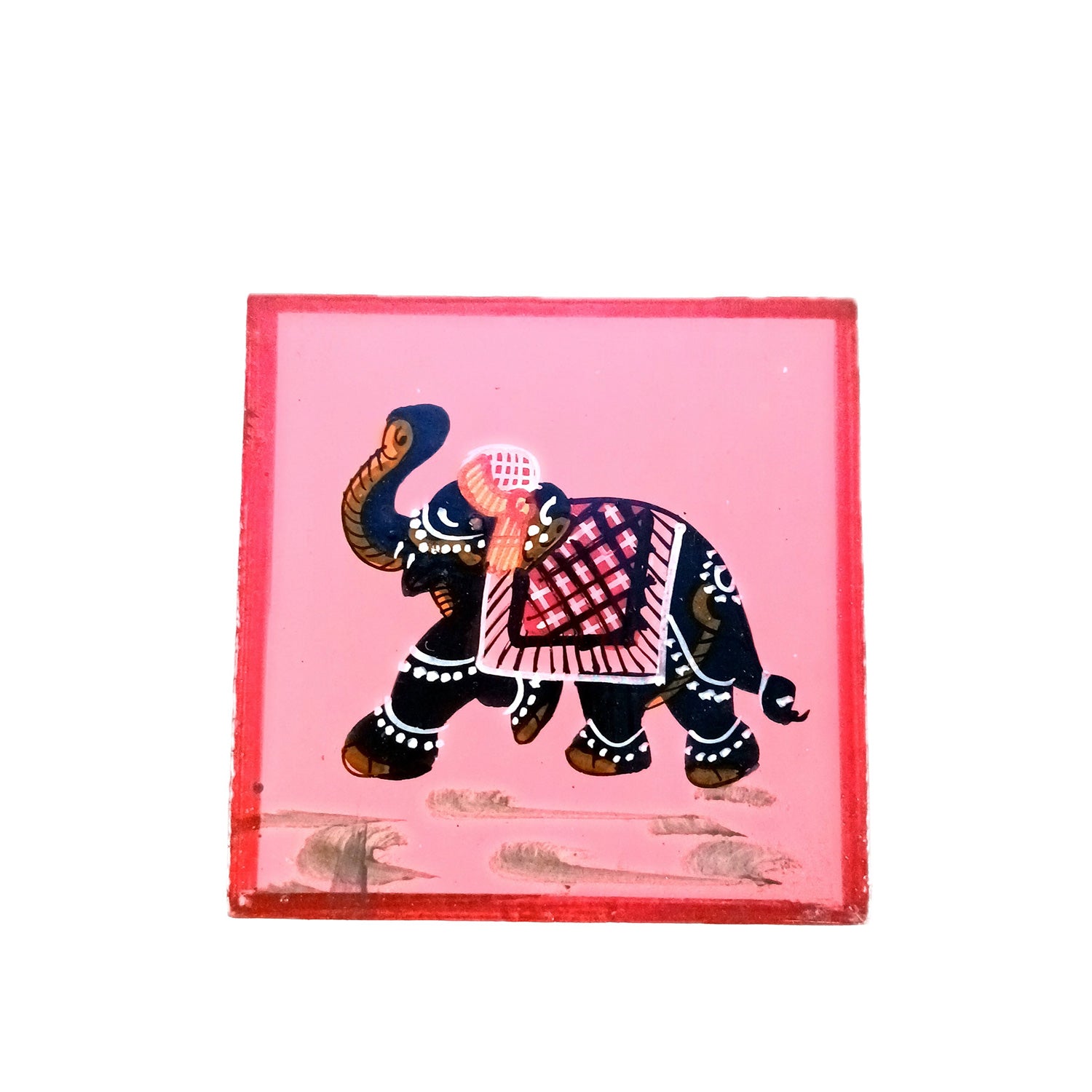 Tea Coasters Set | Wooden Coaster Mats | Drink Coasters Set With Stand - For Coffee Table, Center Table, Kitchen, Bar, Hot Pots, Cups, Mugs - 4 Inch (Wood, Red) - Apkamart #Style_Design 1
