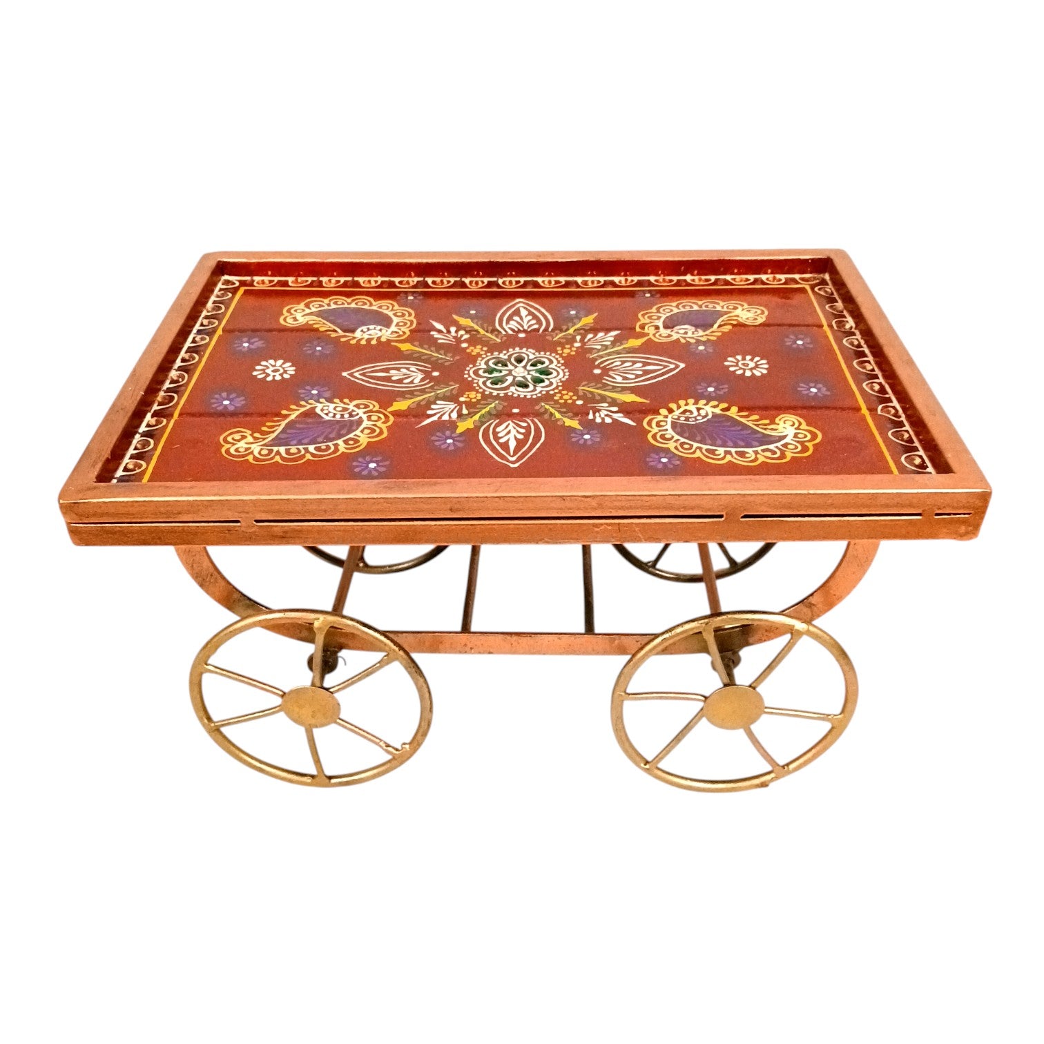 Thela Tray | Unique Serving Tray with Tyres for Snacks, Dry Fruits & Decor | Decorative Handcart Style Tray for Dining, Kitchen, Living Room & Gifting - 12 Inch - Apkamart