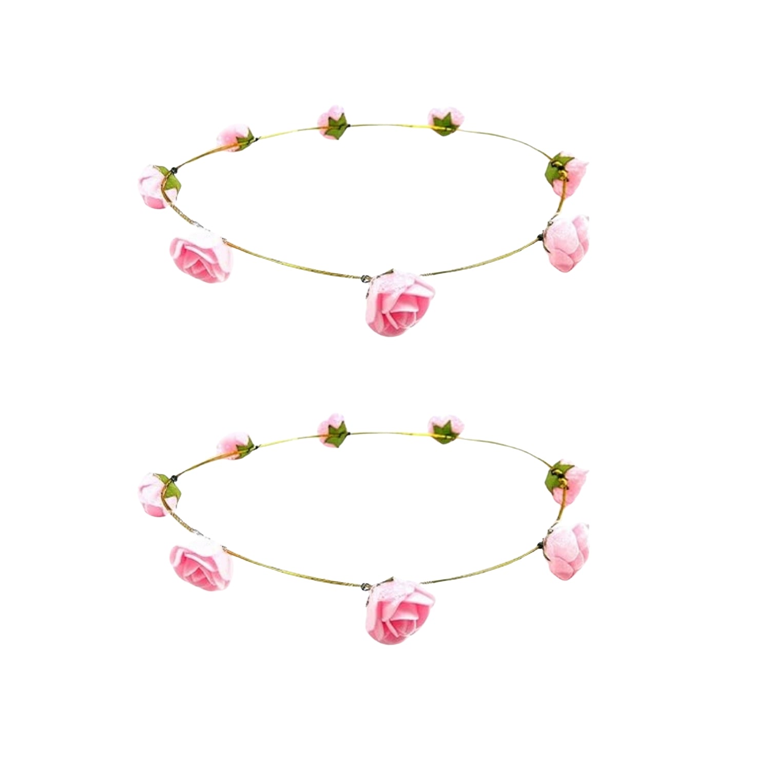 Floral Tiara Crown | Flower Crown Headband for Women and Girls | Adjustable Artificial Flower Hair Crown for Wedding Party Festival Birthday Bridal Photoshoot - Apkamart #Style_Pack Of 2