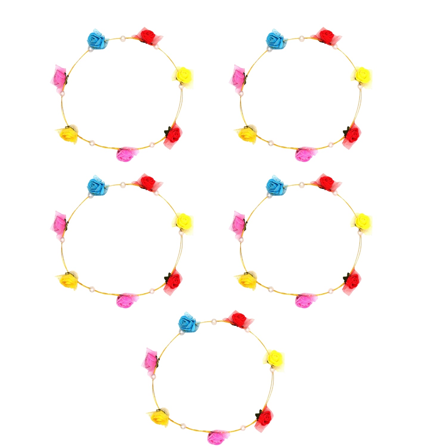 Floral Crown | Flower Crown Headband for Women and Girls | Artificial Flower Crown for Wedding Party Festival Birthday Bridal Photoshoot - Apkamart #Style_Pack Of 5