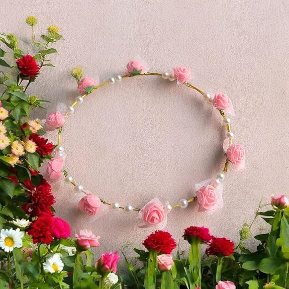 Floral Tiara Crown Headband — For Women, Girls, Birthday Party Pack of 2