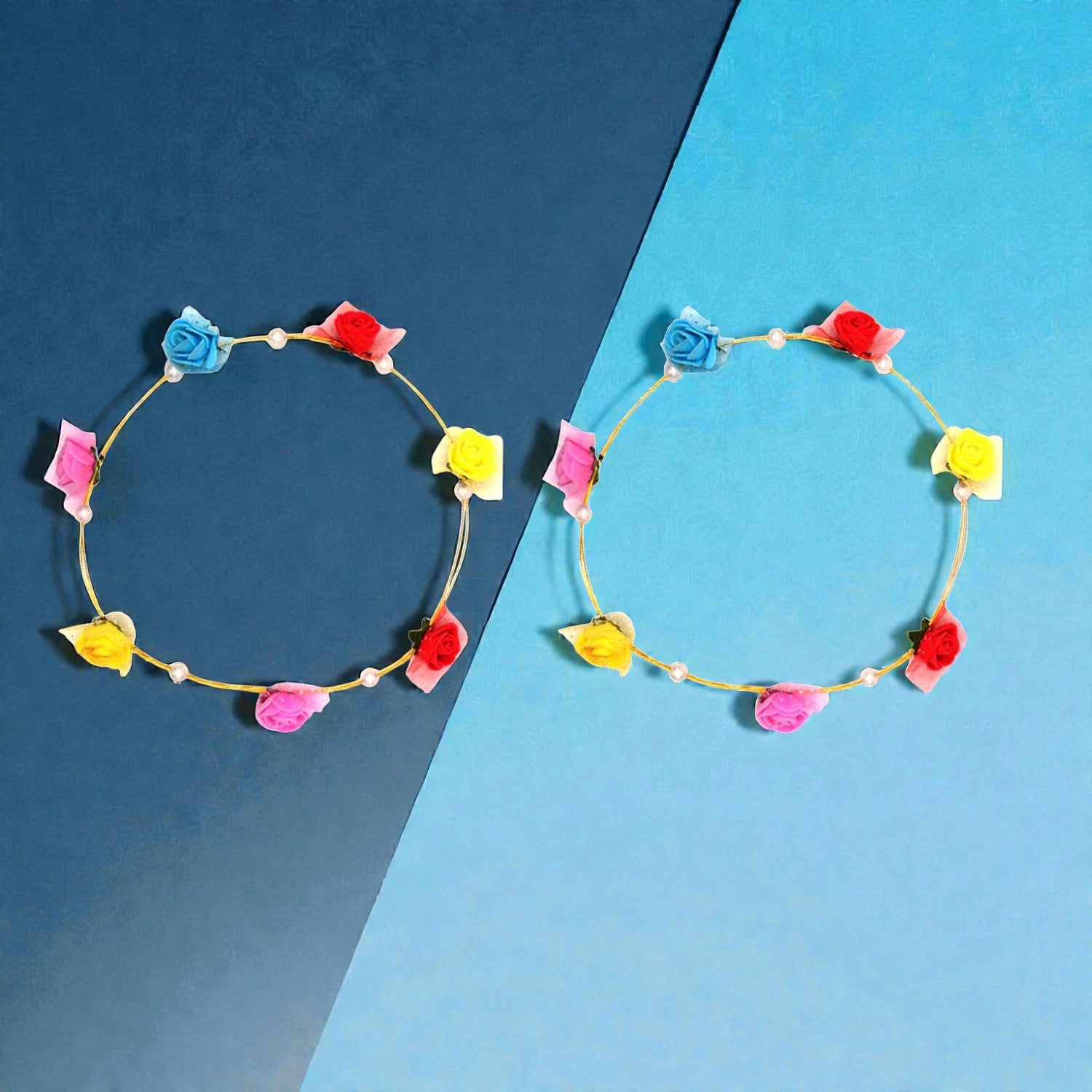 Floral Crown | Flower Crown Headband for Women and Girls | Artificial Flower Crown for Wedding Party Festival Birthday Bridal Photoshoot - Apkamart #Style_Pack Of 2