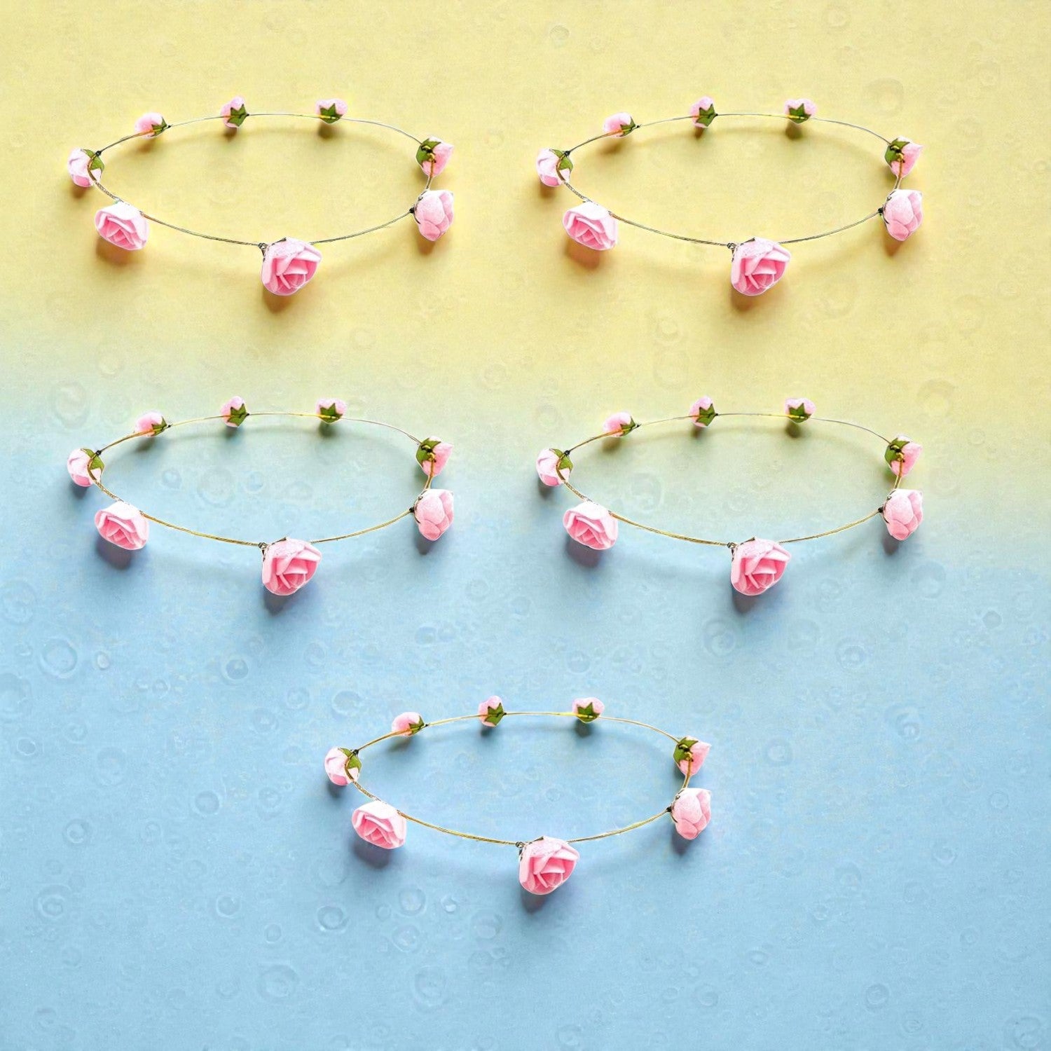 Floral Tiara Crown | Flower Crown Headband for Women and Girls | Adjustable Artificial Flower Hair Crown for Wedding Party Festival Birthday Bridal Photoshoot - Apkamart #Style_Pack Of 5