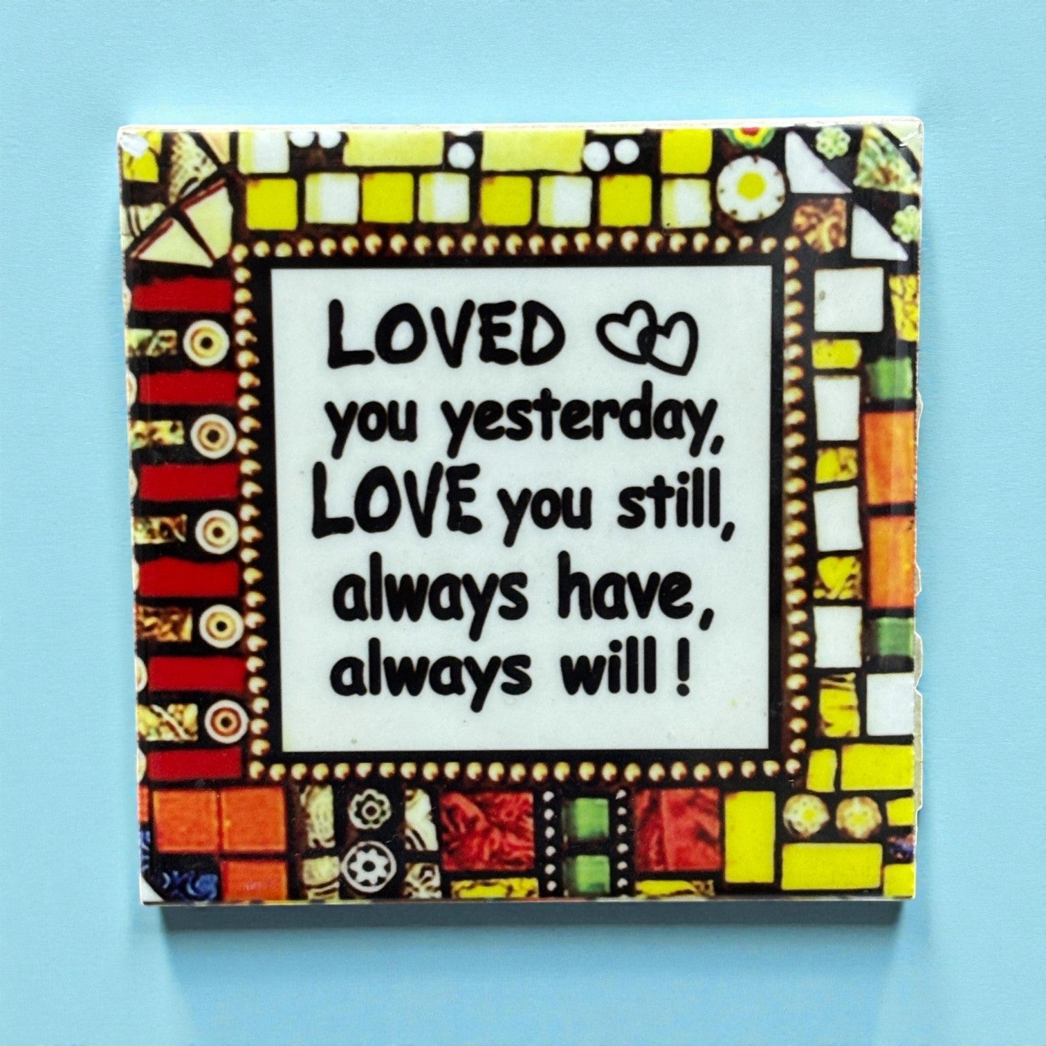 Tile with Stand & Love Message | Romantic Valentine Gift for Her & Him | Anniversary Showpiece with Quote | Decorative Table Gift for Couples & Home Decor - 4 Inch - Apkamart #Style_Design 1