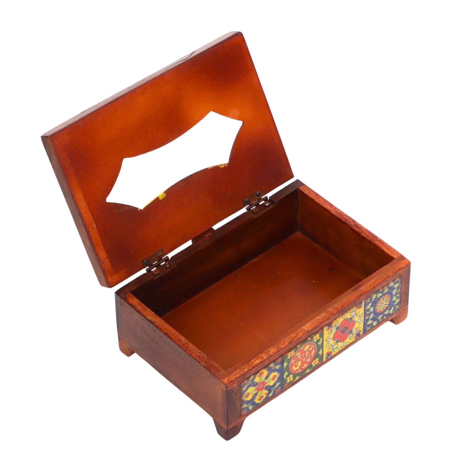 Napkin Holder With Ceramic Tiles | Tissue Paper Stand | Wooden Tissue Dispenser With Lid - For Home, Dining Table, Kitchen, Center Table Decor & Gift - 9 Inch - Apkamart #Style_Design 2