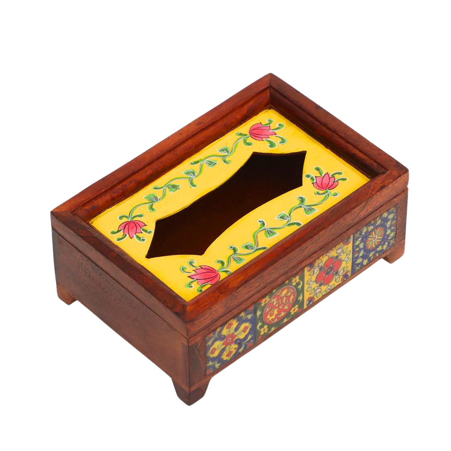 Napkin Holder With Ceramic Tiles | Tissue Paper Stand | Wooden Tissue Dispenser With Lid - For Home, Dining Table, Kitchen, Center Table Decor & Gift - 9 Inch - Apkamart #Style_Design 2