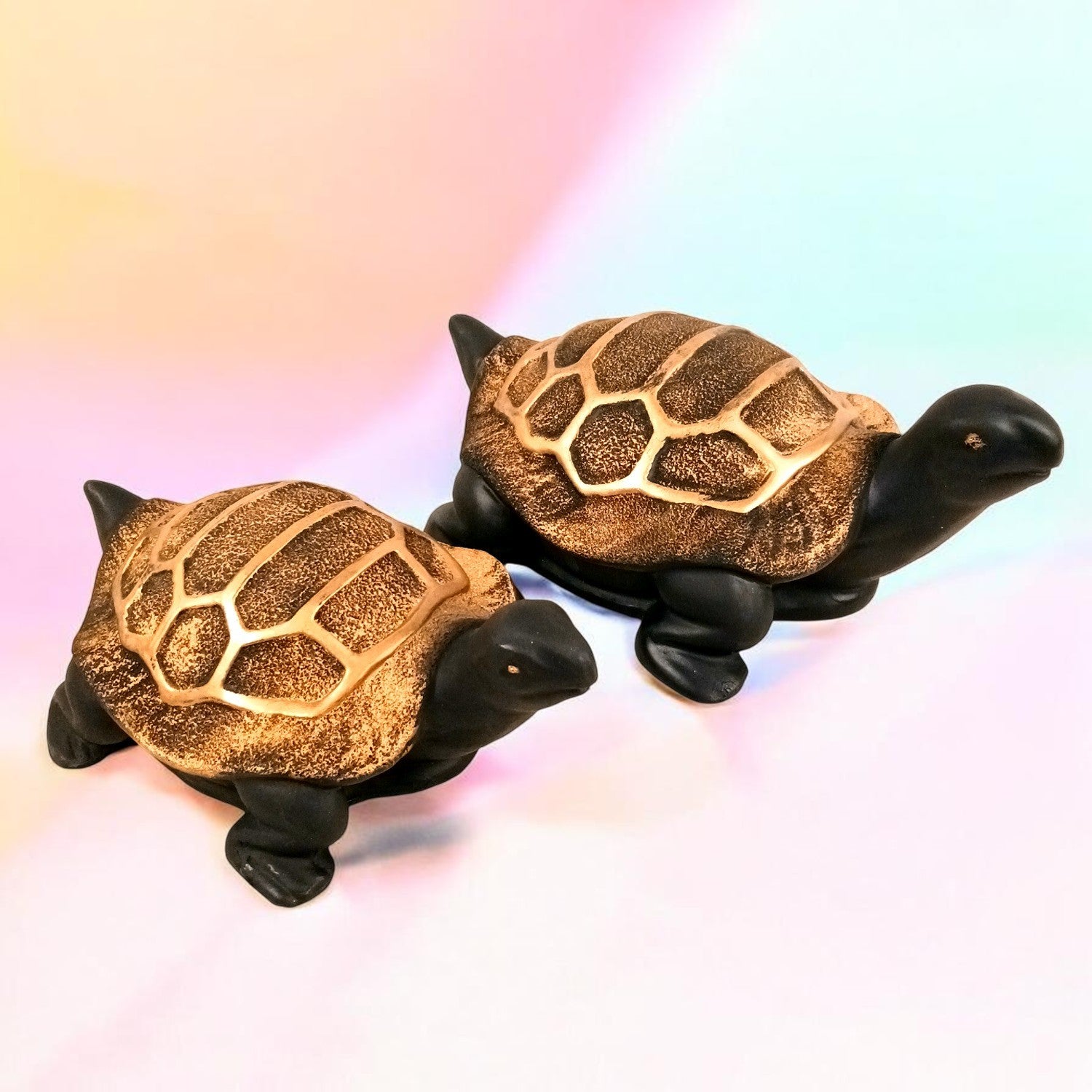 Tortoise Feng Shui Showpiece Set | Lucky Tortoise Statue for Vastu & Home Décor | Decorative Animal Figurine for Living Room, Office Table & Gifting - (Set of 2) - Apkamart