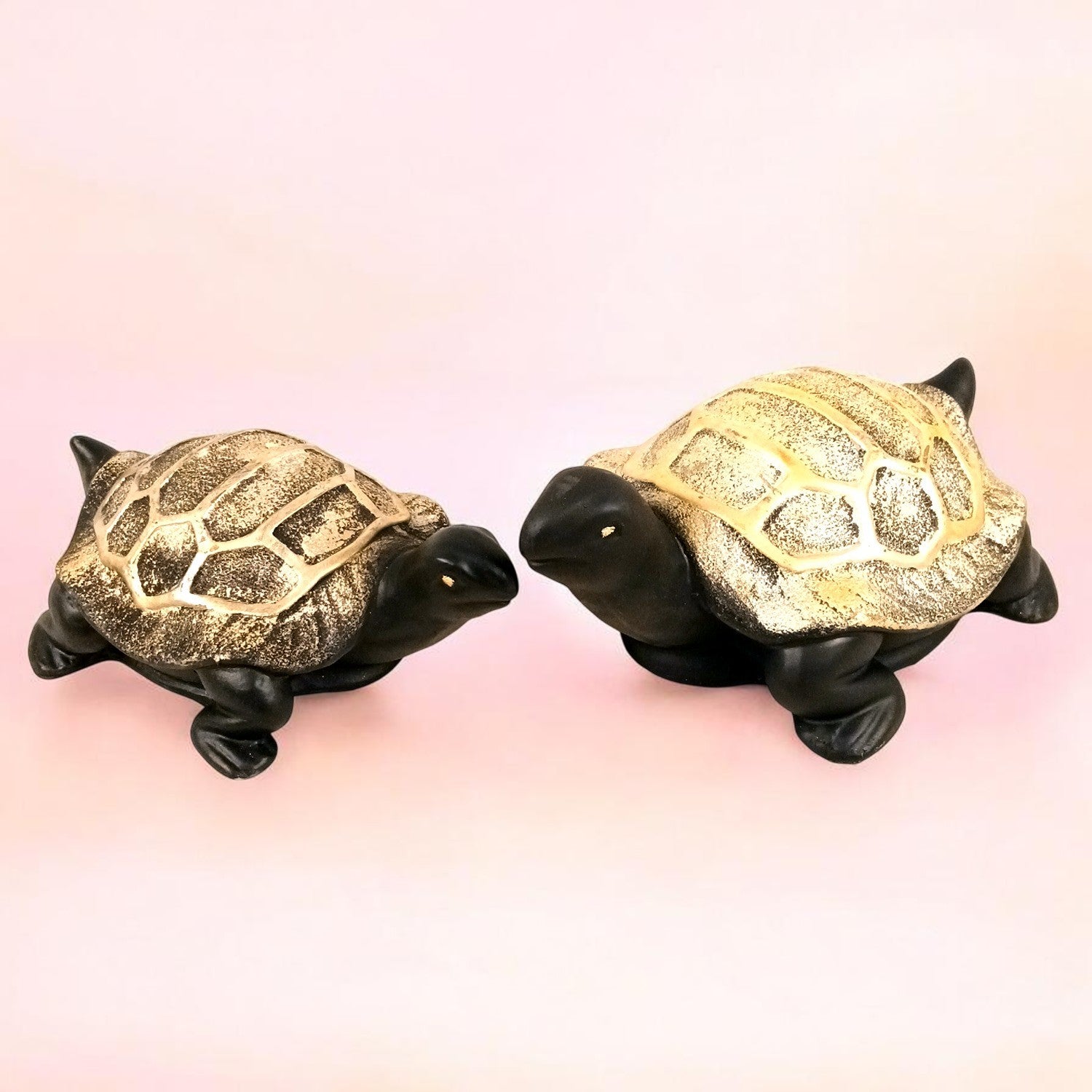Tortoise Feng Shui Showpiece Set | Lucky Tortoise Statue for Vastu & Home Décor | Showpiece for Home | Decorative Animal Figurine for Living Room, Gifting - (Set Of 2) - Apkamart