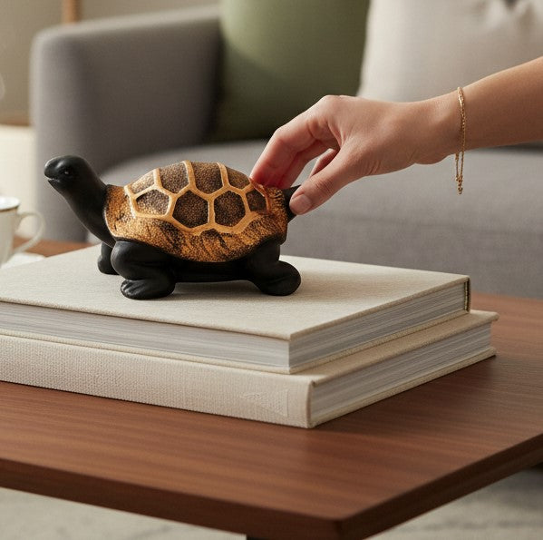 Tortoise Feng Shui Showpiece Set | Lucky Tortoise Statue for Vastu & Home Décor | Decorative Animal Figurine for Living Room, Office Table & Gifting - 12 Inch - Apkamart