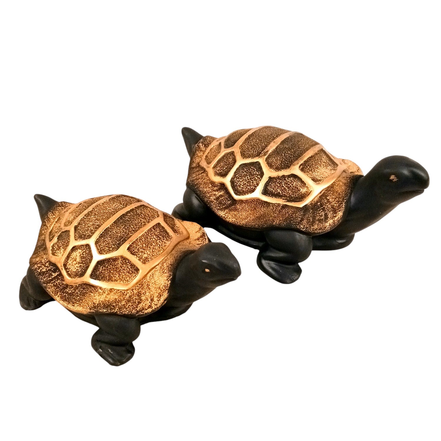 Tortoise Feng Shui Showpiece Set | Lucky Tortoise Statue for Vastu & Home Décor | Decorative Animal Figurine for Living Room, Office Table & Gifting - (Set of 2) - Apkamart