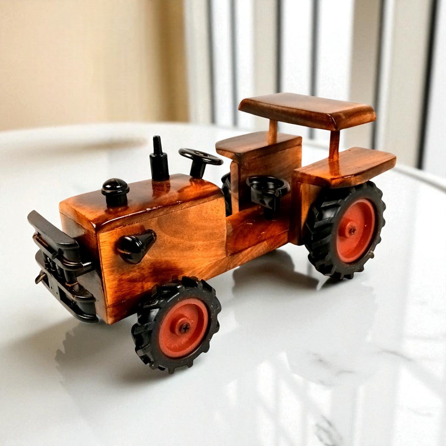 Wooden Tractor Showpiece | Movable Tractor Toy - for Kids, Home Decor, Living Room, Shelf & Gifts - 10 Inch - Apkamart