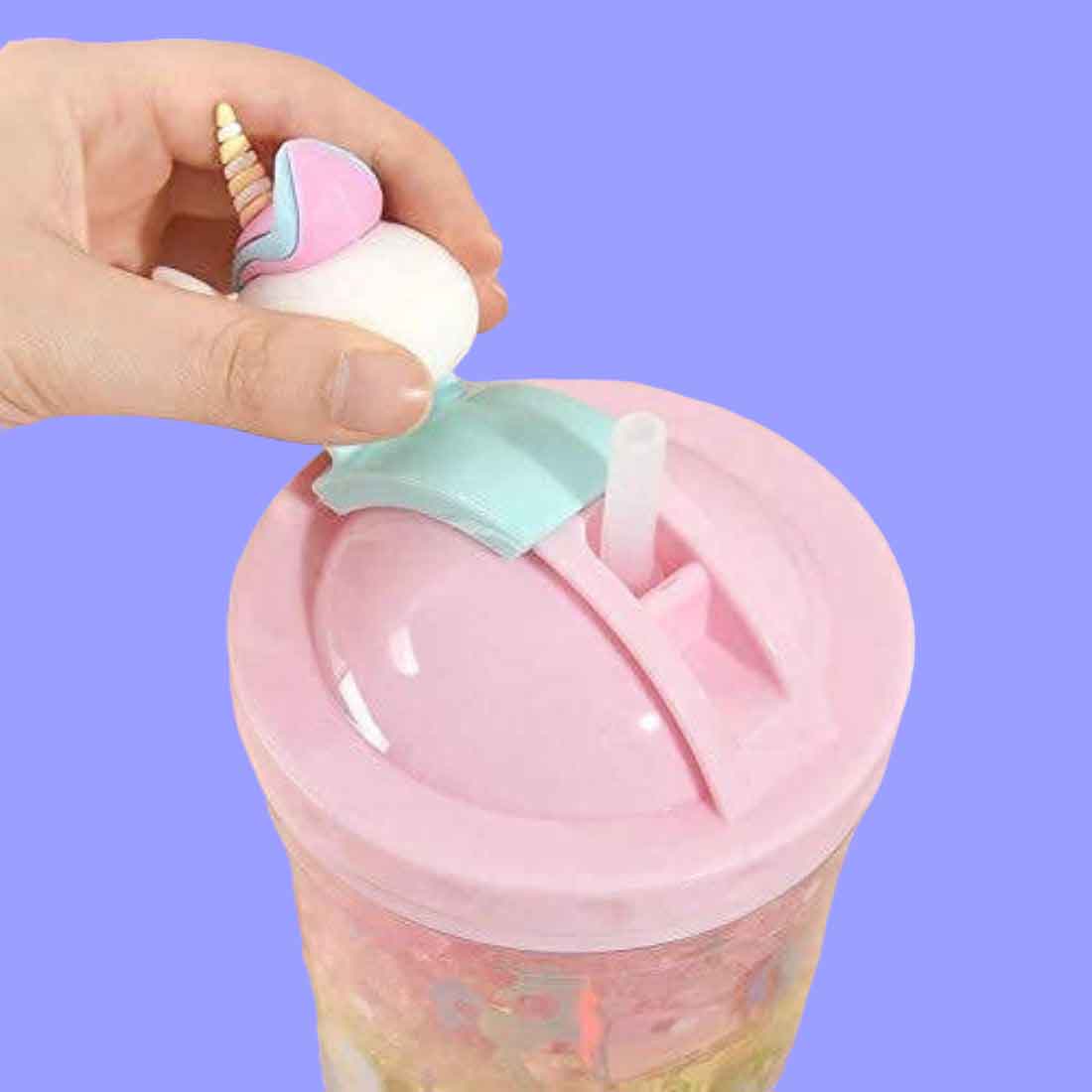 Unicorn Design Sipper Bottler with Straw | Open with Slide With Unicorn Top - For Kids Birthday Gift & Return Gift - Apkamart #Style_Pack of 1