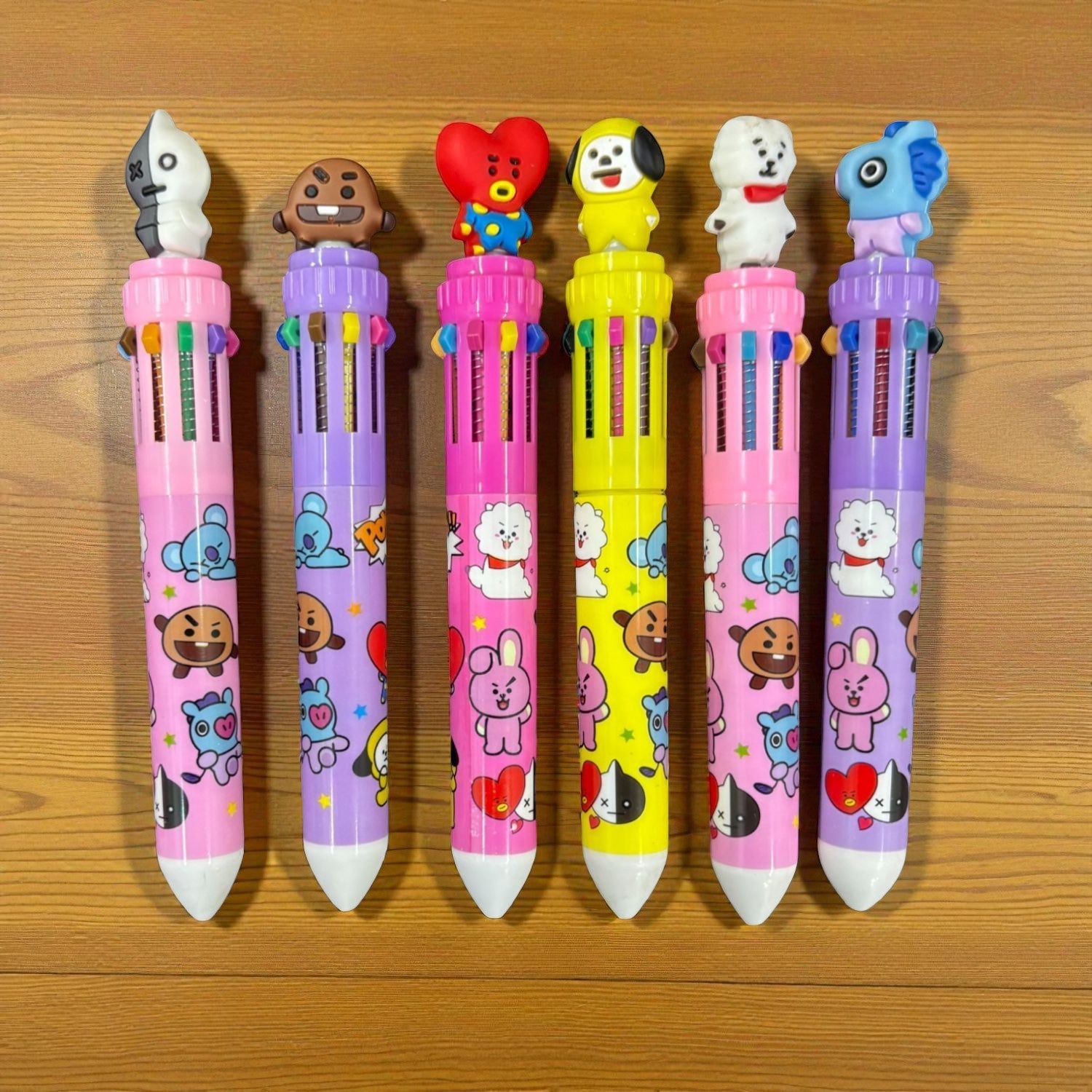 Cool & Stylish 10-in-1 Multi Color Ballpoint pen - for Kids | Animal & Heart design on top |design ballpoint pen, creative pen | Best for Gift & Return Gift - Pack of 2 - Apkamart #Style_Pack Of 6