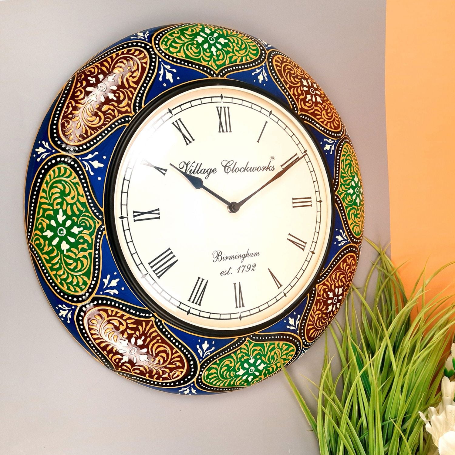 Wall Clock for Home | Wall Mount Analogue Clock Antique With Roman Numbers - For Living Room, Bedroom, Hall, Office Decor & Gift -18 Inch - Apkamart