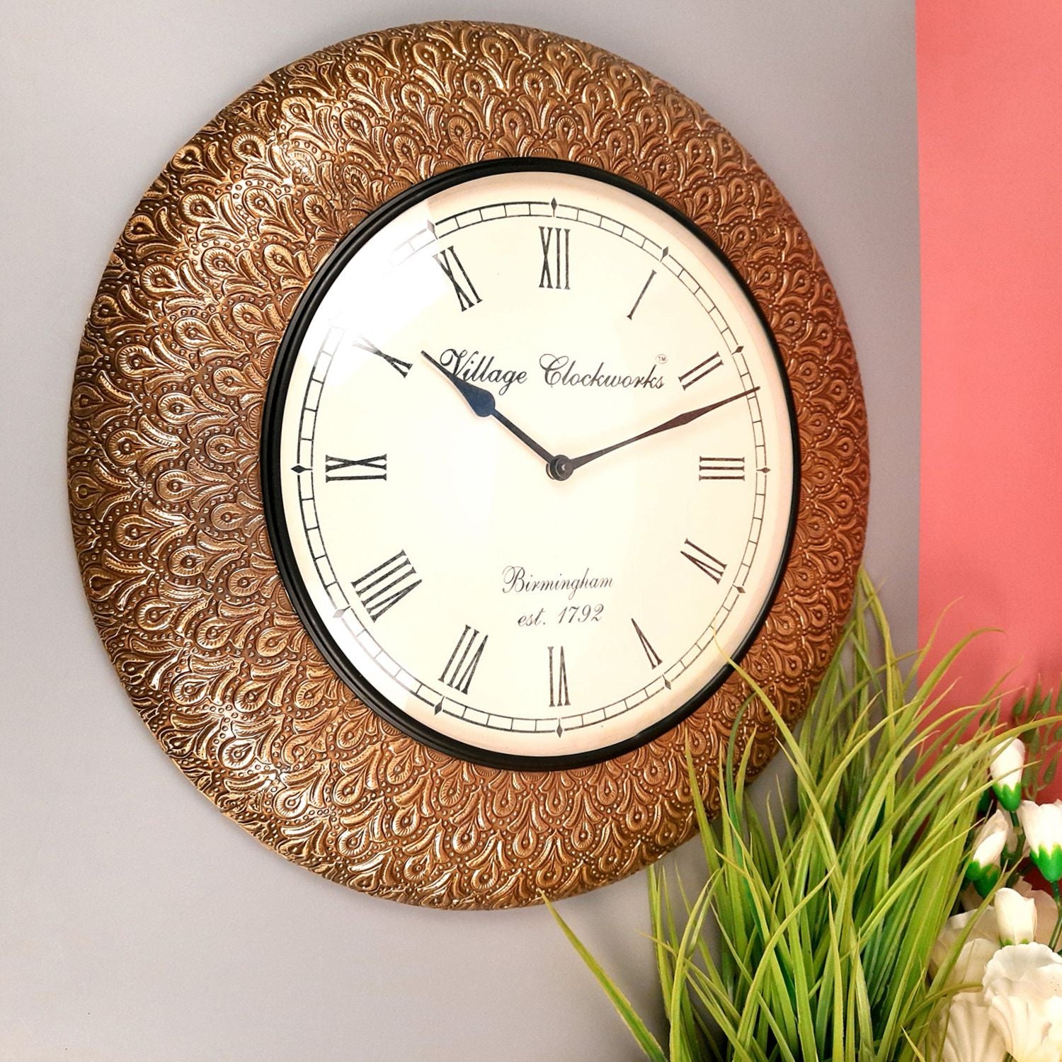 Vintage Wall Clock | Antique Clock Wall Mount - For Home, Living Room, Bedroom, Office & Hall Decoration | Wedding & Housewarming Gift - 18 Inch - Apkamart