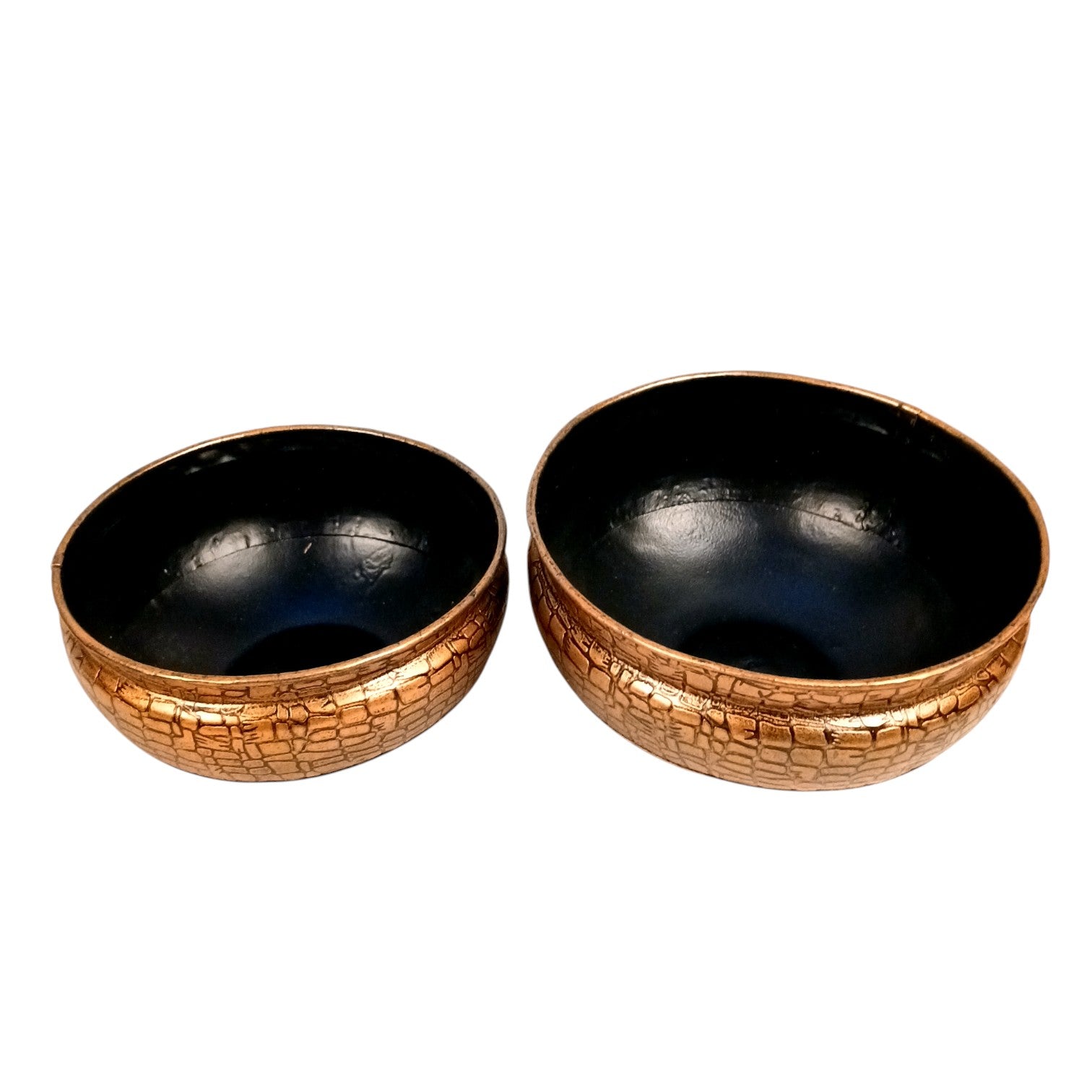 Urli Set | Decorative Basket | Multipurpose Bowl for Fruit, Keys, Jewelry & Home Decor | Handcrafted Metal Urli Bowl Set - 7 Inch (Set Of 2) - Apkamart #Style_Design 1