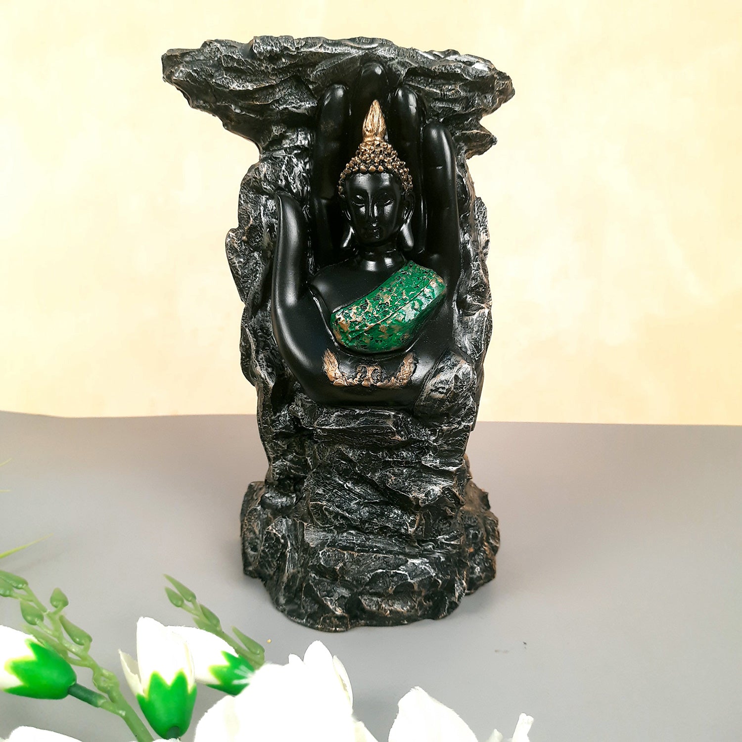 Buddha Statue Cum Vase | Lord Gautam Buddha in Meditation Idol Showpiece - For Living room, Home, Table, Shelf, Office Decor & Gift - 10 Inch - Apkamart
