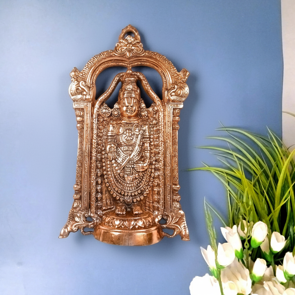 Lord Venkateswara Wall Decor | Traditional Spiritual Wall Hanging for Home, Living Room & Temple | Antique Finish Religious Decoration & Gifting Item - 18 Inch - Apkamart