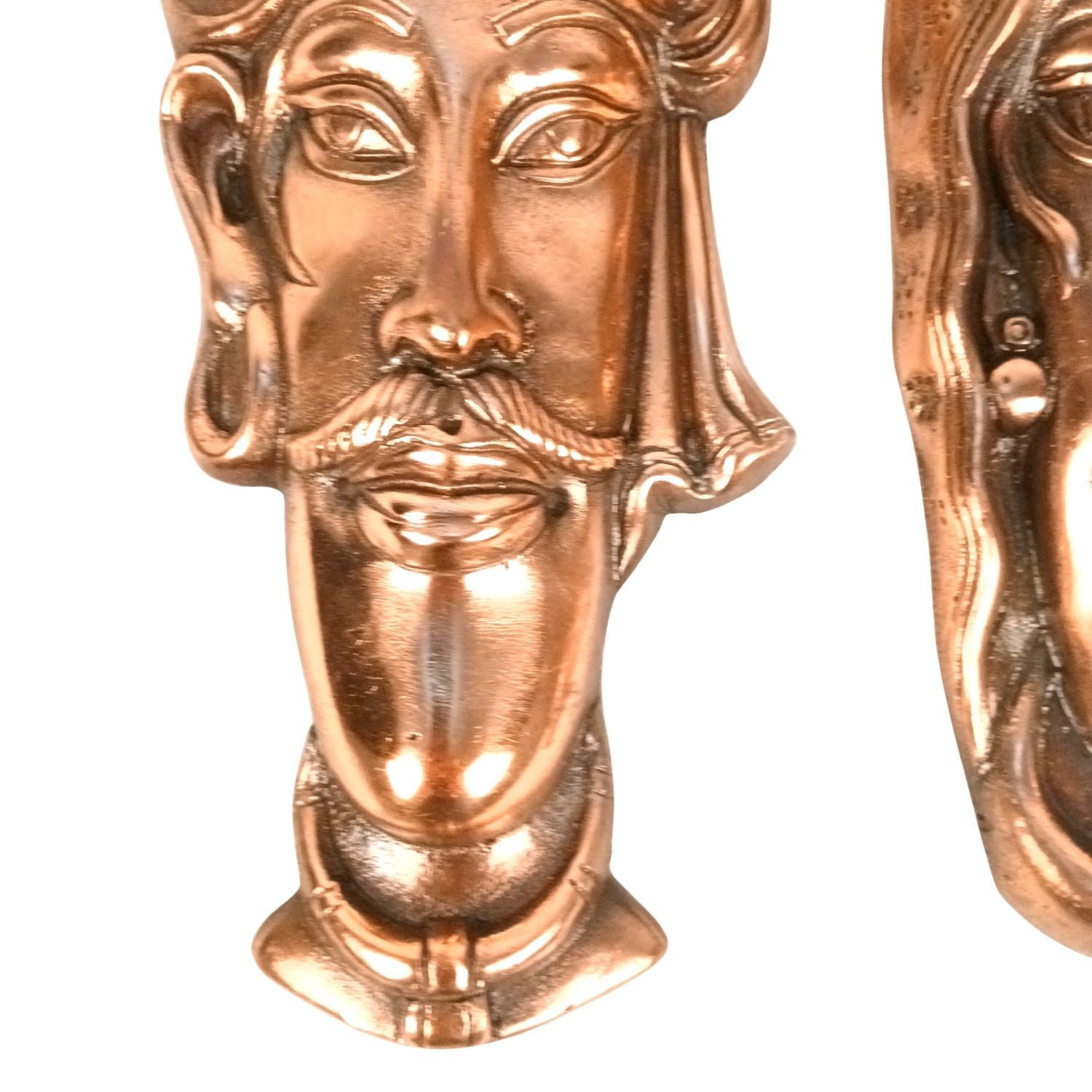 Village Couple Face Wall Hanging Set | Wall Hanging Showpiece for Home Decoration | Decorative Metal Wall Hangings for Living Room, Bedroom, Art Decor - 11 Inch (Set Of 2) - Apkamart