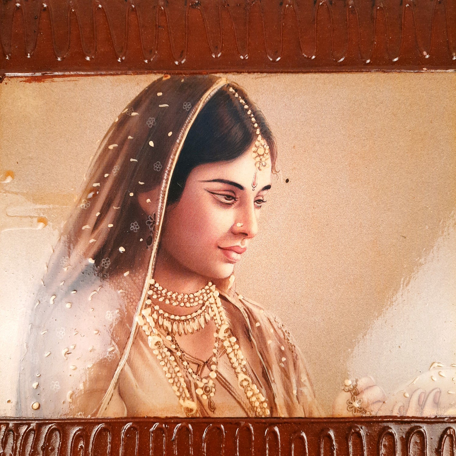 Wooden Framed Poster - Village Lady Design | Village Paintings - for Home Decoration, Paintings for Living Room, Bedroom, Hallway, Office & Gifts - 12 Inch - Apkamart