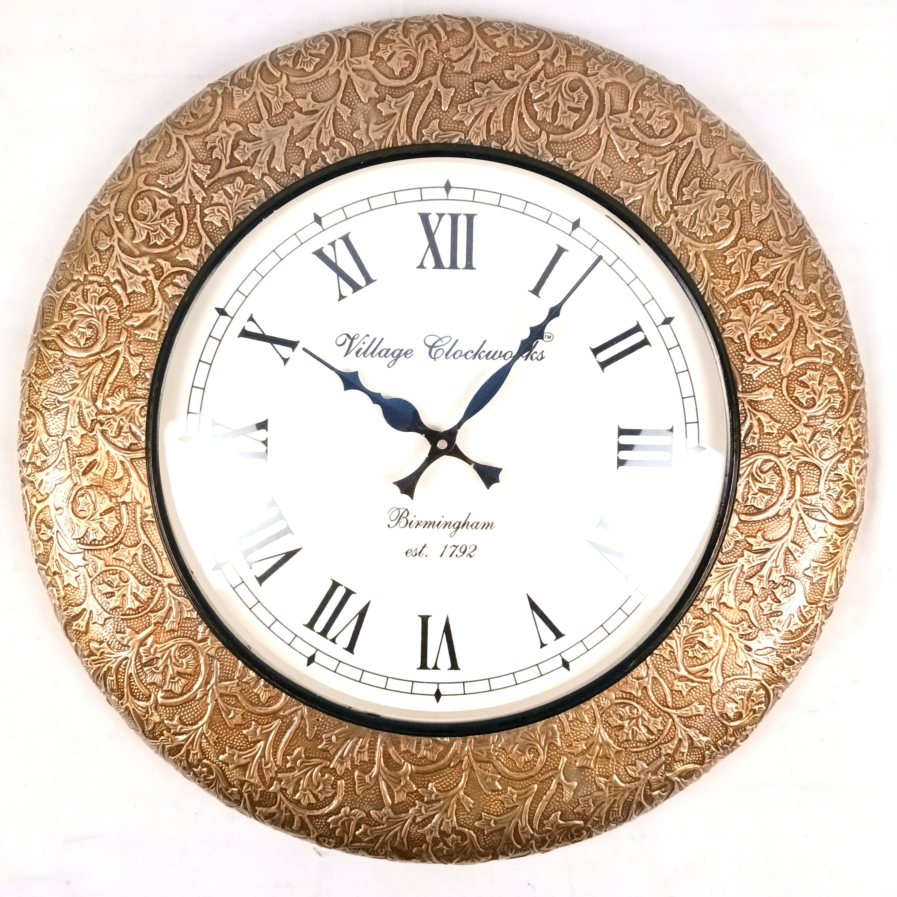 Vintage Roman Numeral Wall Clock, Golden Wood Finish – Apkamart