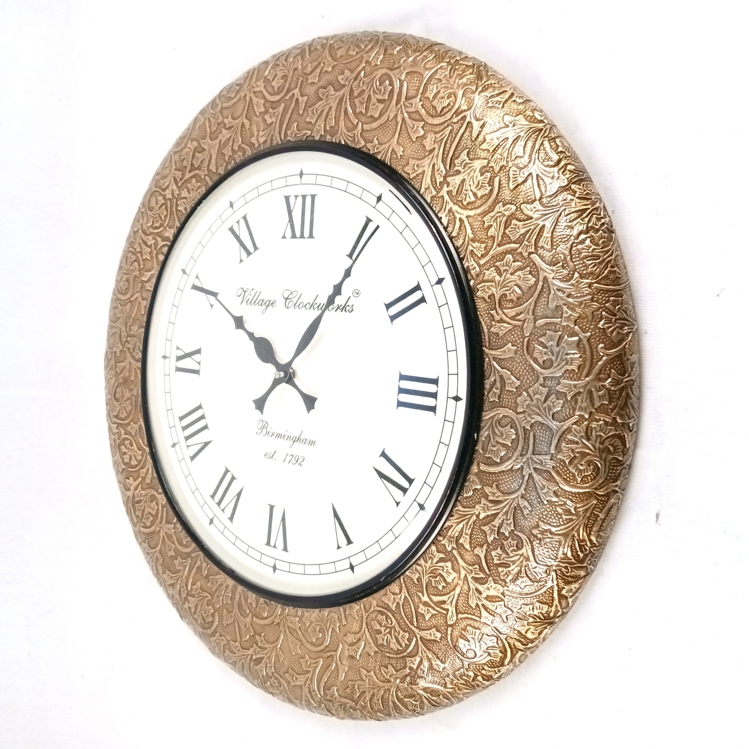 Vintage Roman Numeral Wall Clock, Golden Wood Finish – Apkamart