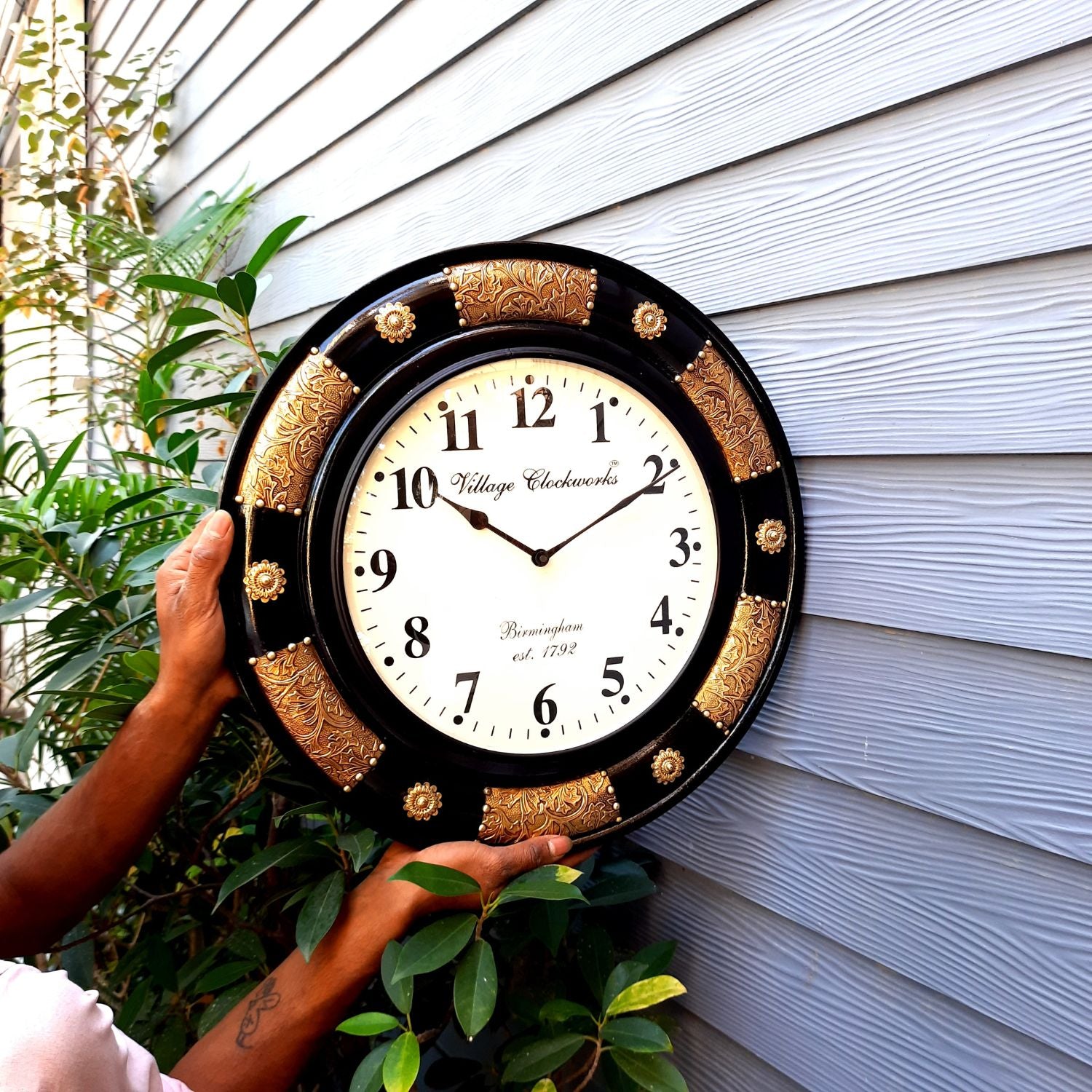 Wall Clock Wooden | Antique Clock With Premium Wood Finish & Brass Work - For Home, Living Room, Bedroom, Office & Hall Decoration | Wedding & Housewarming Gift - 18 Inch - Apkamart #Style_Design 2