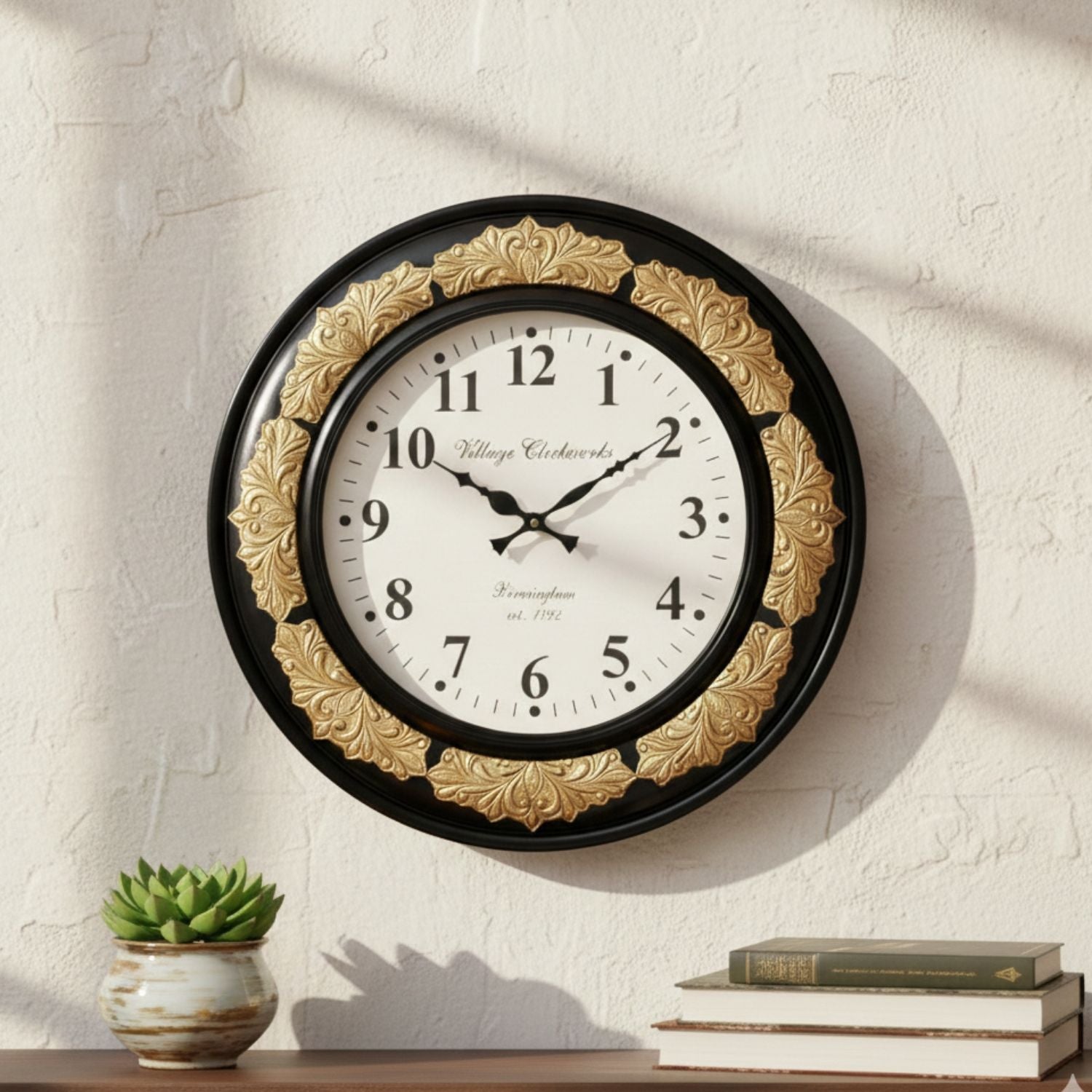 Designer Wall Clock for Living Room Bedroom & Office | Analog Decorative Wall Clock | Modern Home Decor Wooden Clock | Easy Read Display | Housewarming Gift - 18 Inch - Apkamart