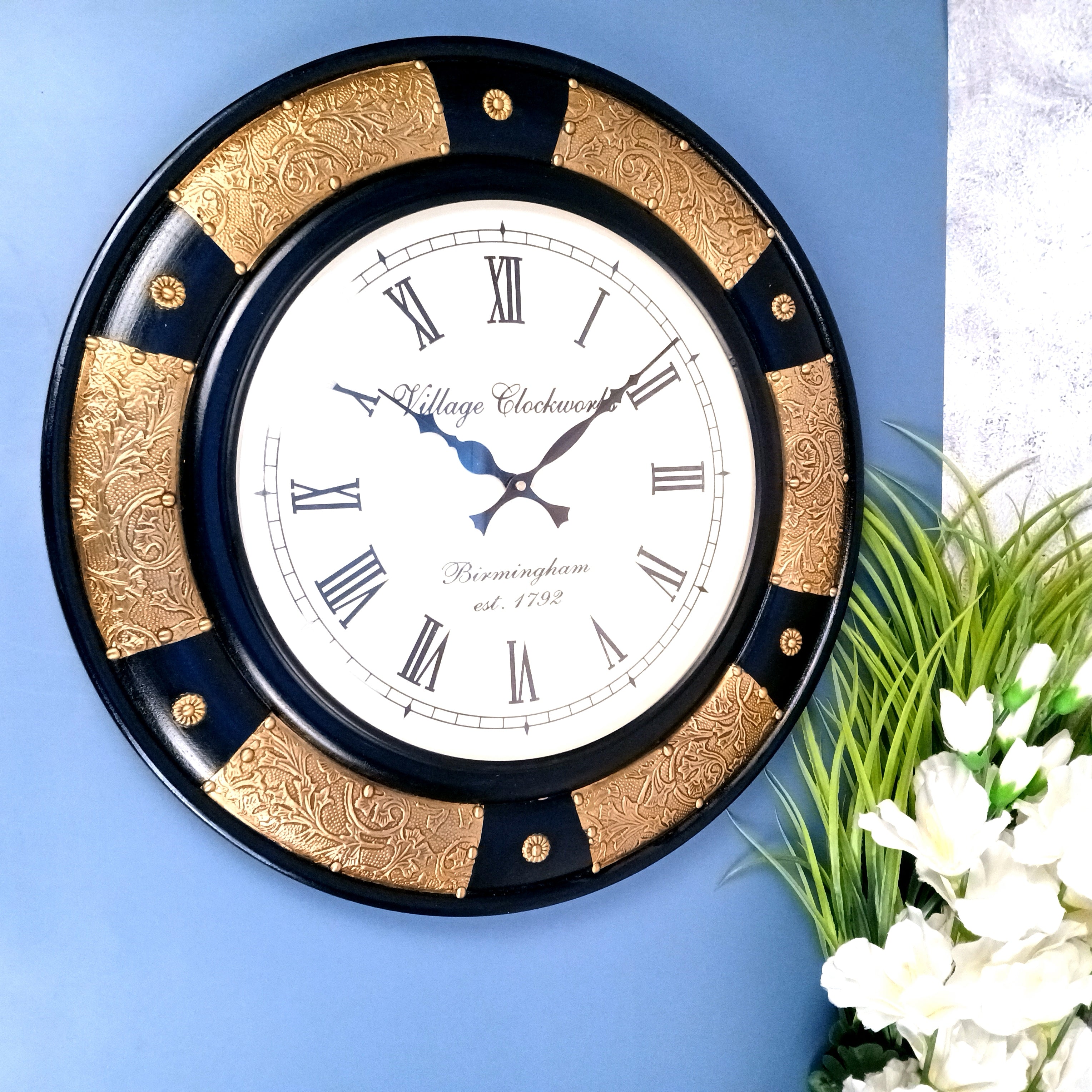 Vintage Wall Clock for Home Decor | Premium Handcrafted Wall Clock Showpiece | Living Room & Bedroom Decor | Festive, Anniversary & Birthday Gift - 18 Inch - Apkamart