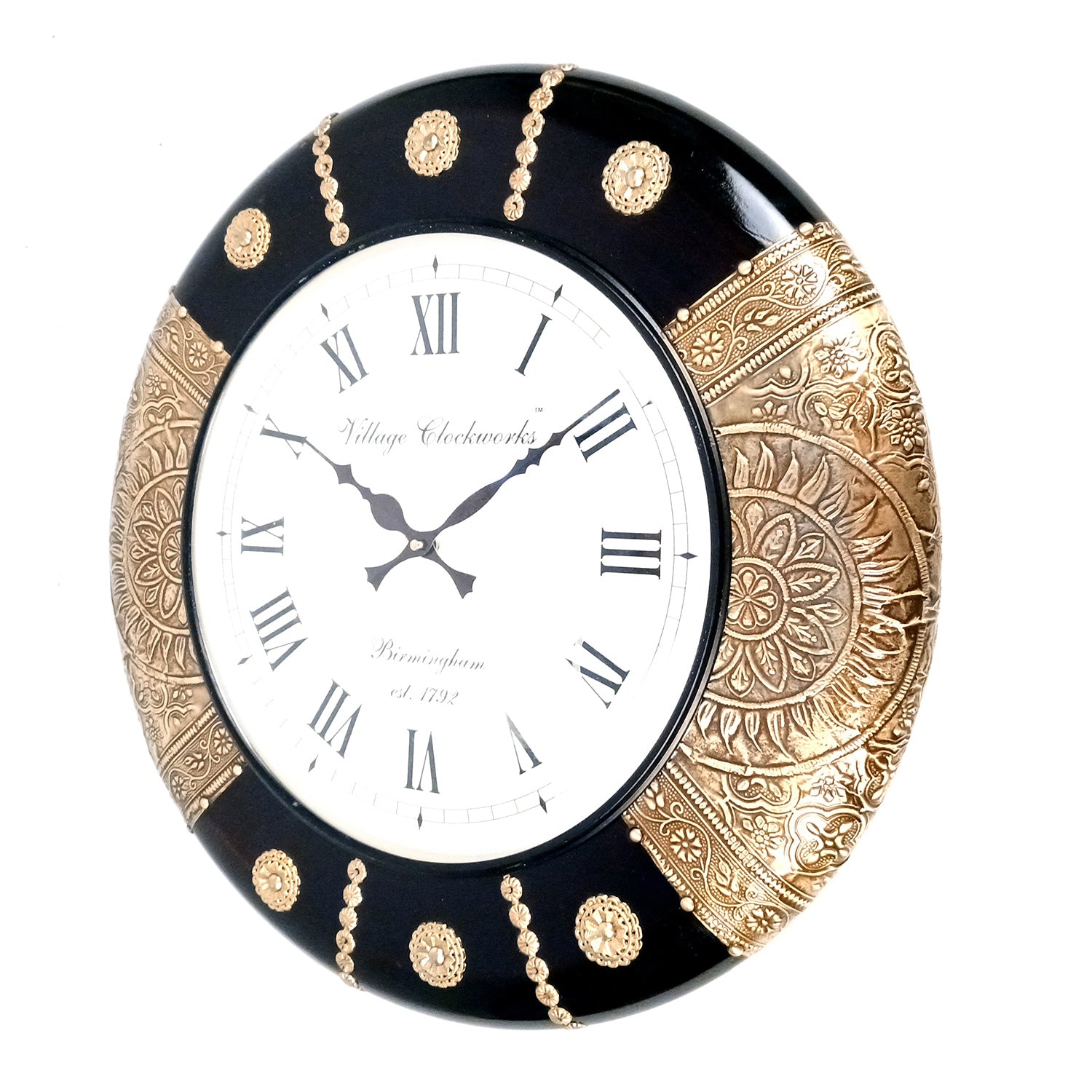 Wall Clock Wooden | Antique Clock With Premium Wood Finish & Brass Work - For Home, Living Room, Bedroom, Office & Hall Decoration | Wedding & Housewarming Gift - 18 Inch - Apkamart #Style_Design 1