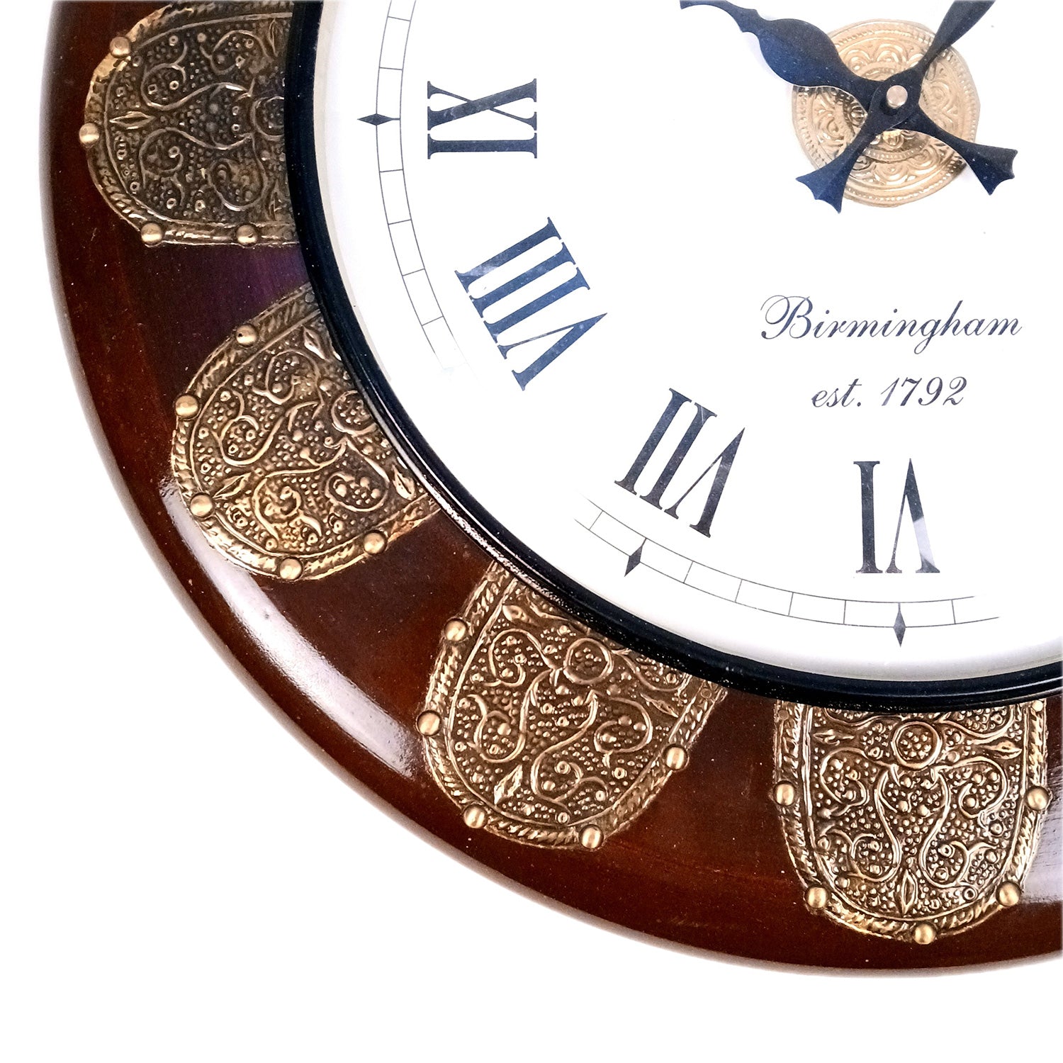 Wall Clock Wooden | Antique Clock With Premium Wood Finish & Brass Work - For Home, Living Room, Bedroom, Office & Hall Decoration | Wedding & Housewarming Gift - 18 Inch - Apkamart #Style_Design 1