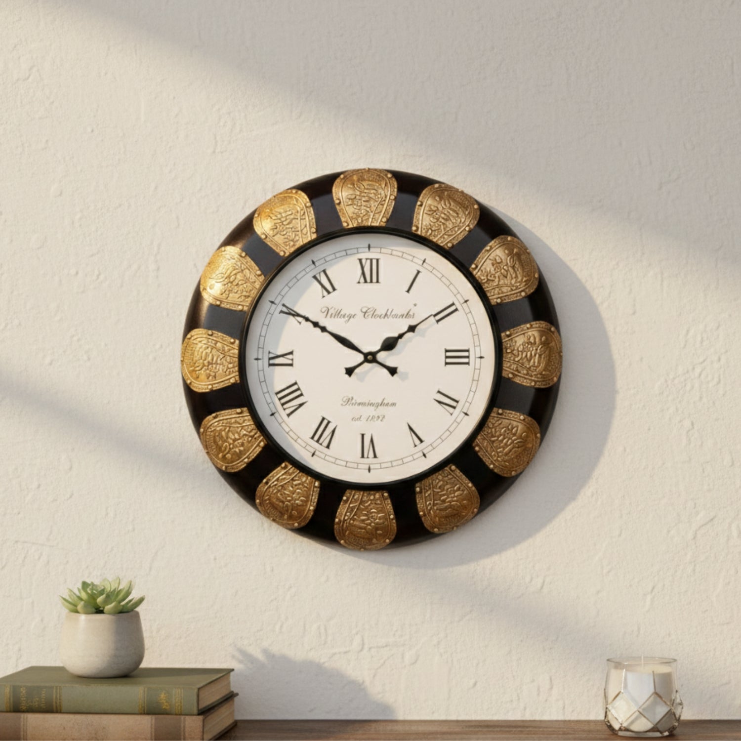 Designer Wall Clock for Living Room Bedroom Office | Analog Wall Clock | Decorative Modern Home Decor Wooden Wall Clock | Housewarming Wedding Gift - 18 Inch - Apkamart