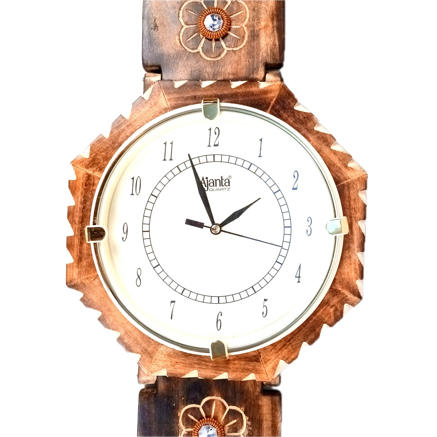 Wall Clock Wrist Design | Wall Mount Analogue Clock With Premium Wood Finish - For Home, Living Room, Bedroom, Hall Decor | Wedding & Housewarming Gift - 32 Inch - Apkamart