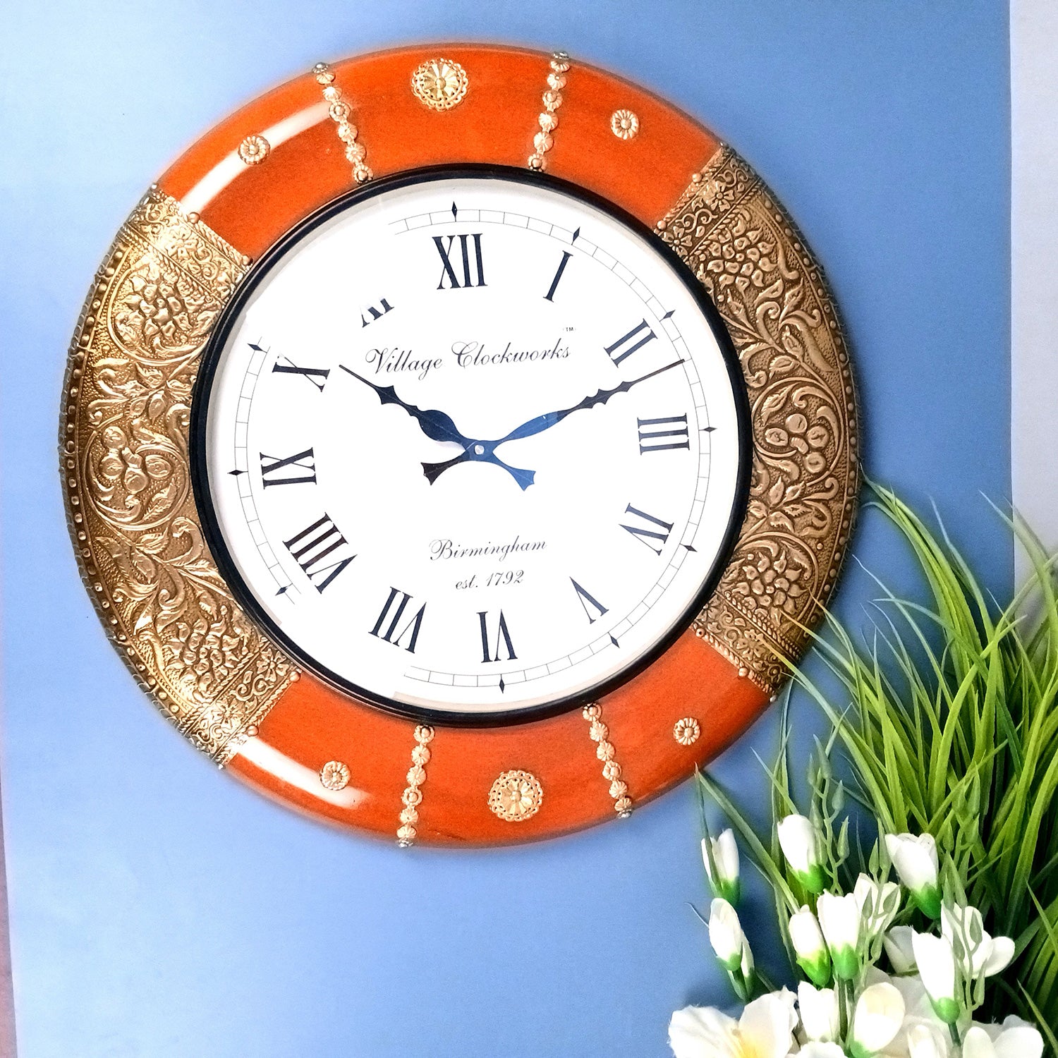 Wall Clock Vintage for Living Room | Wall Mount Clock With Antique Brass Work - For Home, Office, Bedroom, Hall Decoration | Festival Gifts & Wall Decor - 18 Inch - Apkamart #Style_Design 1