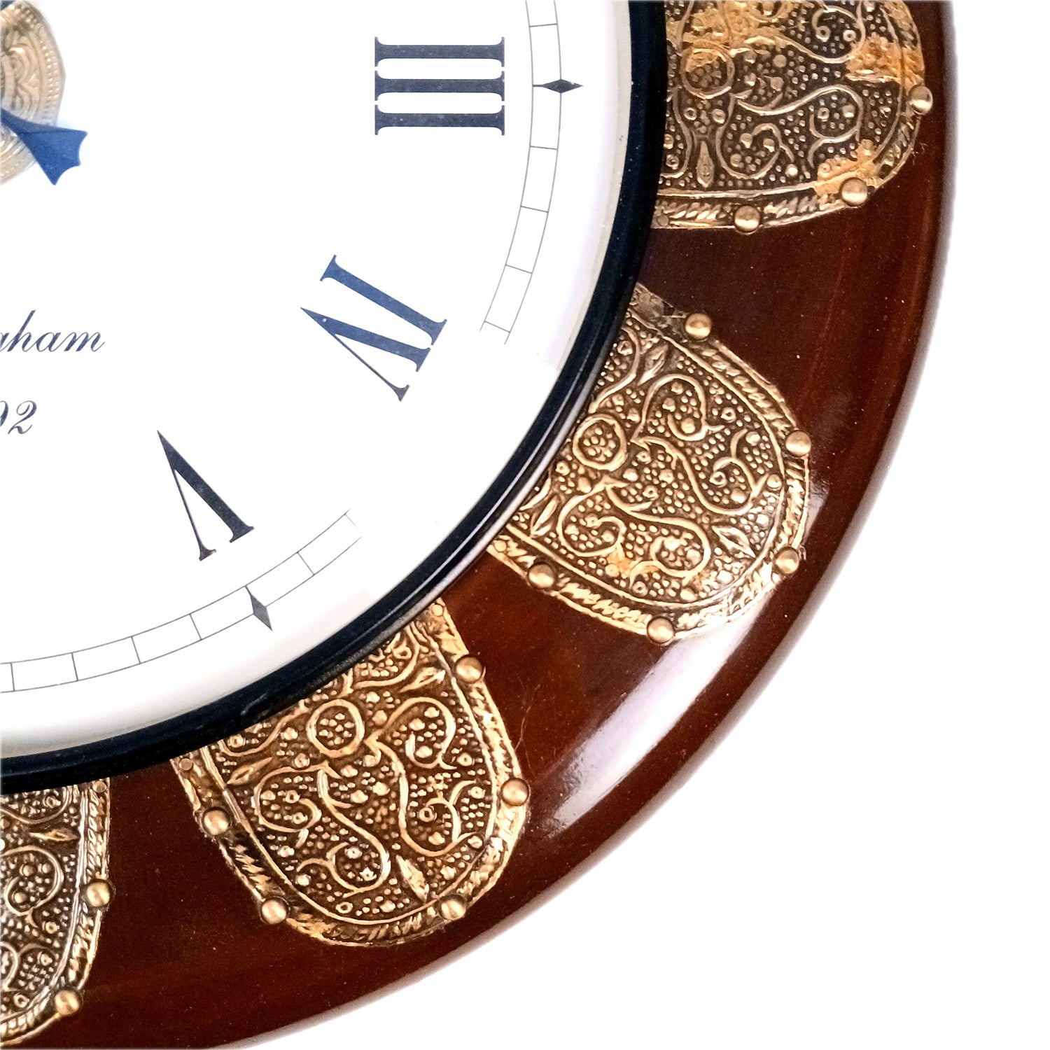 Wall Clock Wooden | Antique Clock With Premium Wood Finish & Brass Work - For Home, Living Room, Bedroom, Office & Hall Decoration | Wedding & Housewarming Gift - 18 Inch - Apkamart #Style_Design 1