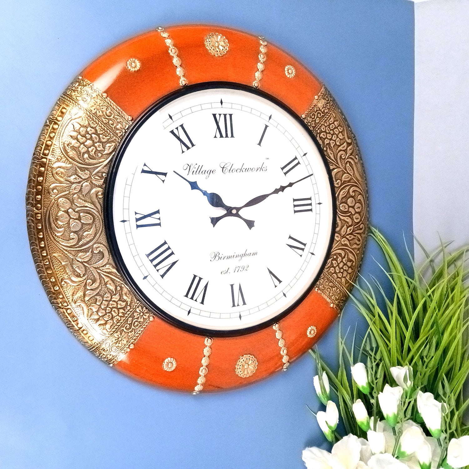 Wall Clock Vintage for Living Room | Wall Mount Clock With Antique Brass Work - For Home, Office, Bedroom, Hall Decoration | Festival Gifts & Wall Decor - 18 Inch - Apkamart #Style_Design 1