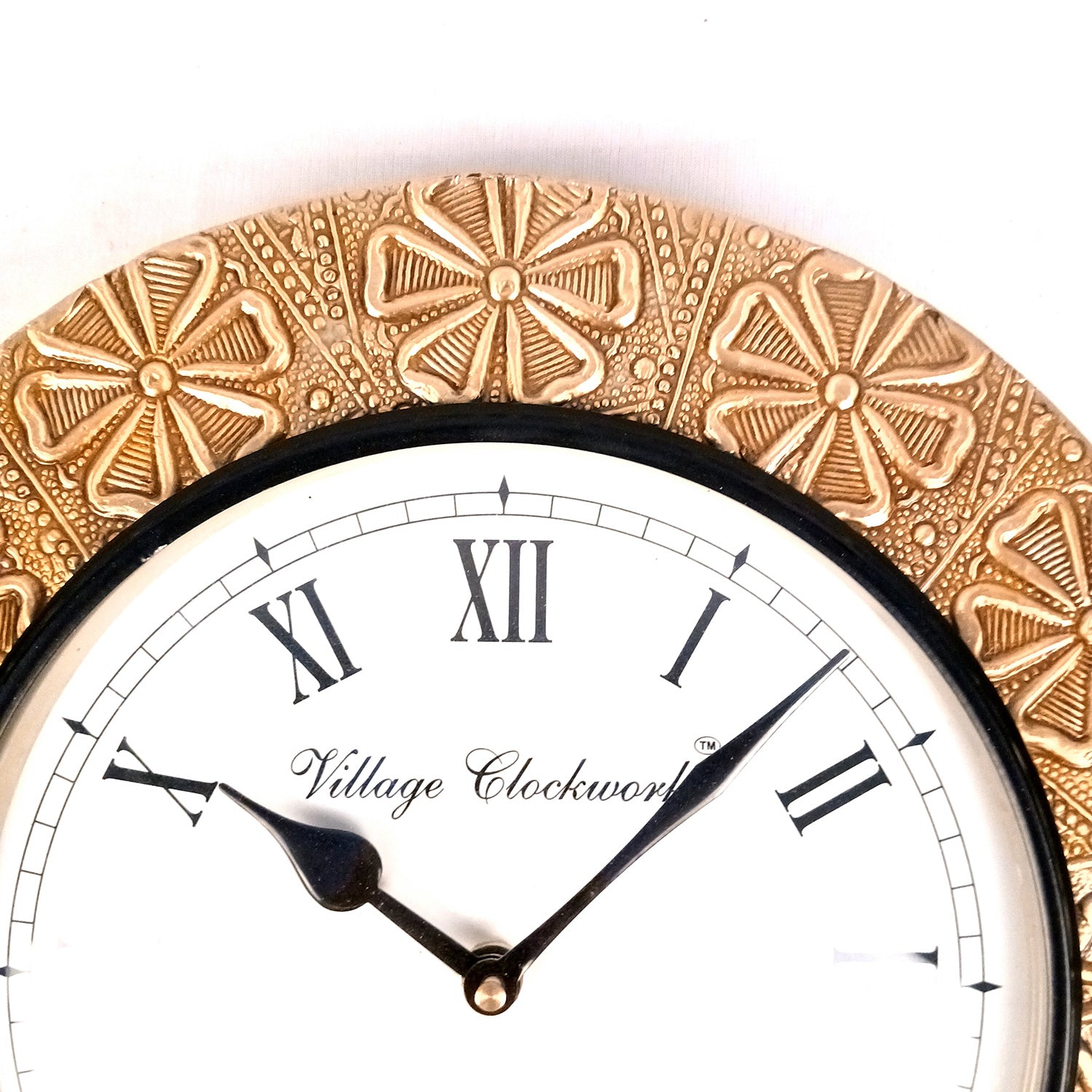 Wall Clock Vintage for Living Room | Wall Mount Clock With Antique Brass Work - For Home, Office, Bedroom, Hall Decoration | Festival Gifts & Wall Decor - 12 Inch - Apkamart