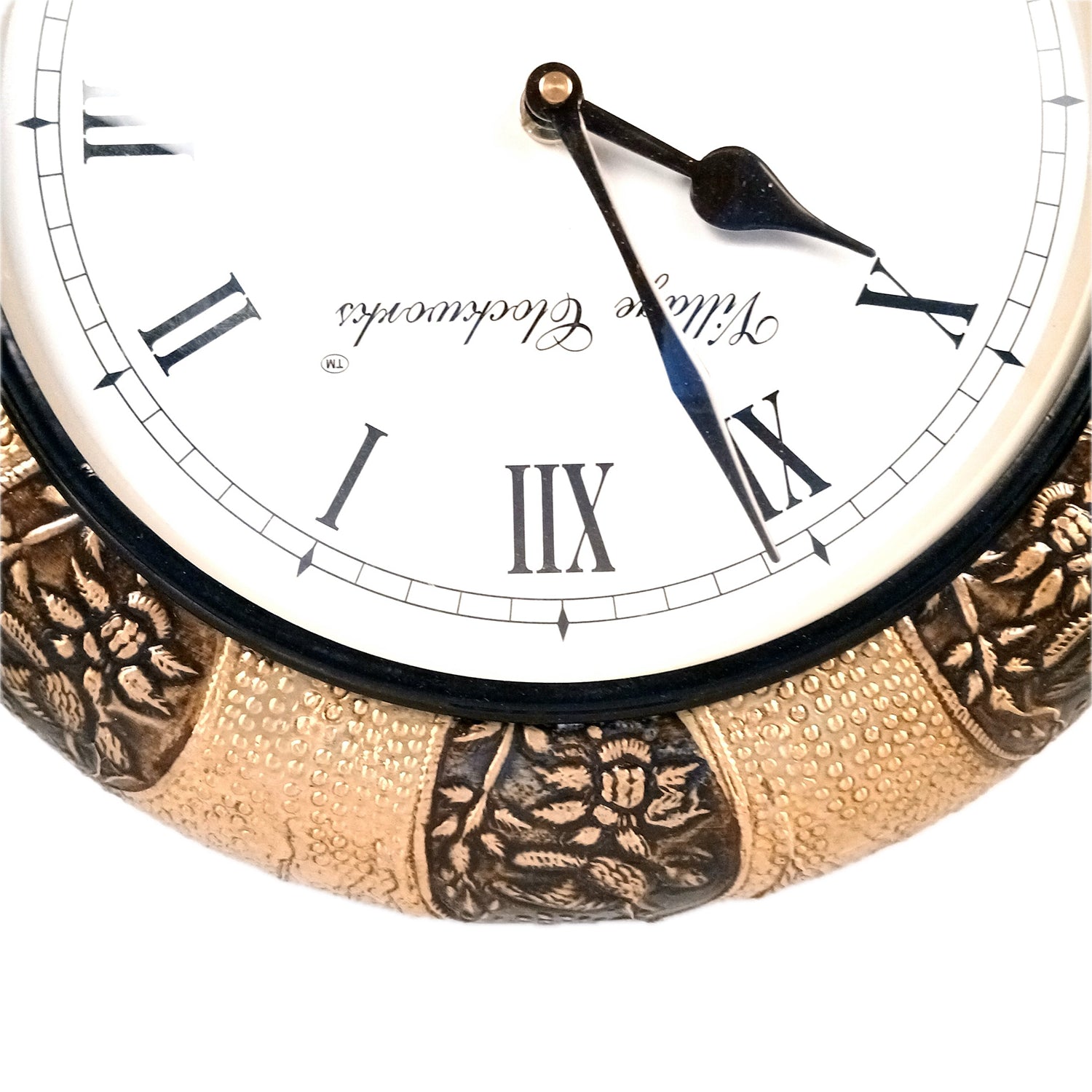 Wall Clock Vintage for Living Room | Wall Mount Clock With Premium Wood Finish & Brass Work - For Home, Office, Bedroom, Hall Decor | Wedding & Housewarming Gift - 12 Inch - Apkamart