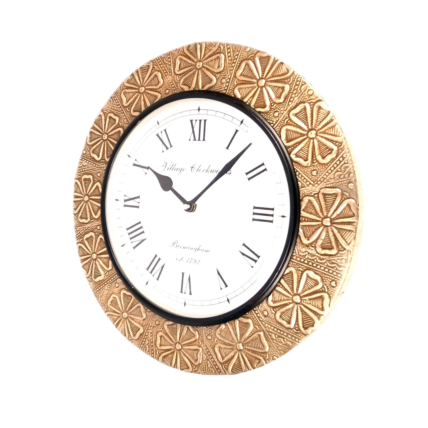 Wall Clock Vintage for Living Room | Wall Mount Clock With Antique Brass Work - For Home, Office, Bedroom, Hall Decoration | Festival Gifts & Wall Decor - 12 Inch - Apkamart