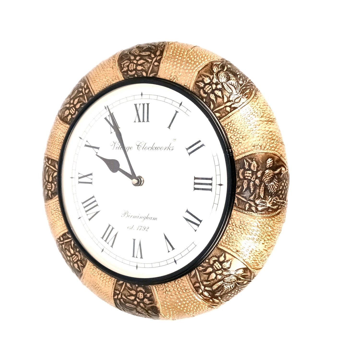 Wall Clock Vintage for Living Room | Wall Mount Clock With Premium Wood Finish & Brass Work - For Home, Office, Bedroom, Hall Decor | Wedding & Housewarming Gift - 12 Inch - Apkamart