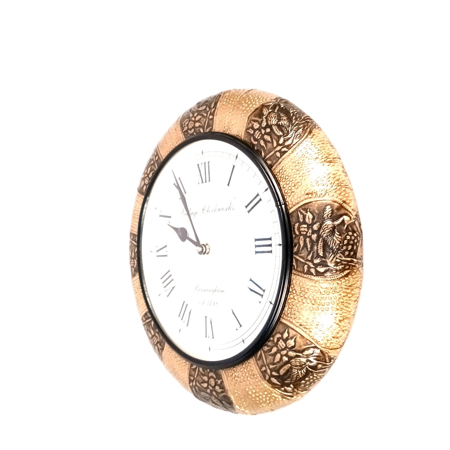 Wall Clock Vintage for Living Room | Wall Mount Clock With Premium Wood Finish & Brass Work - For Home, Office, Bedroom, Hall Decor | Wedding & Housewarming Gift - 12 Inch - Apkamart